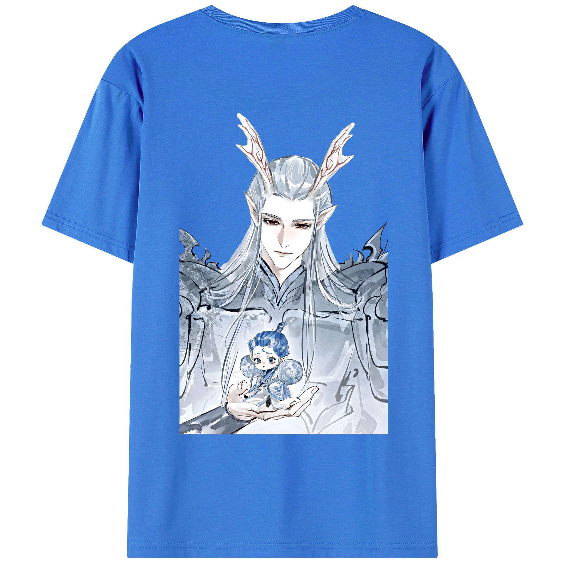 （画像用） Ne Zha 2 ナタ 魔童の大暴れ 綿100％ メンズ半袖Tシャツ（バックプリント） 通気性