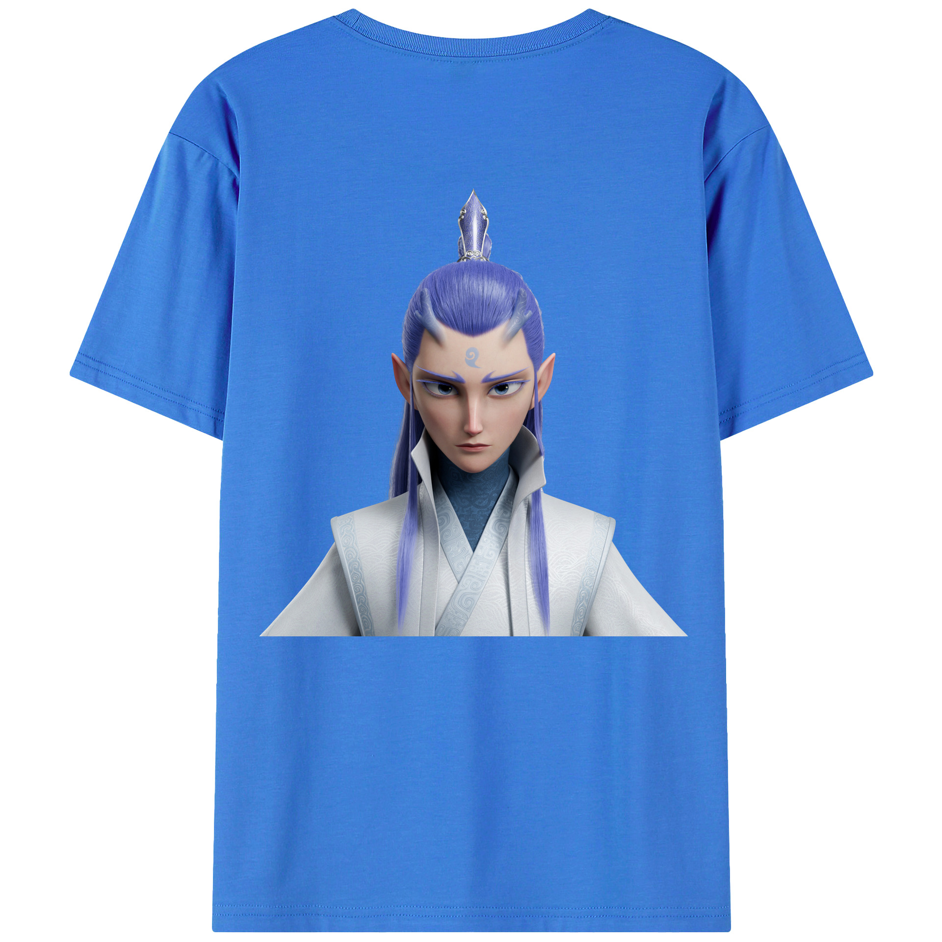 （画像用） Ne Zha 2 ナタ 魔童の大暴れ 綿100％ メンズ半袖Tシャツ（バックプリント） 通気性