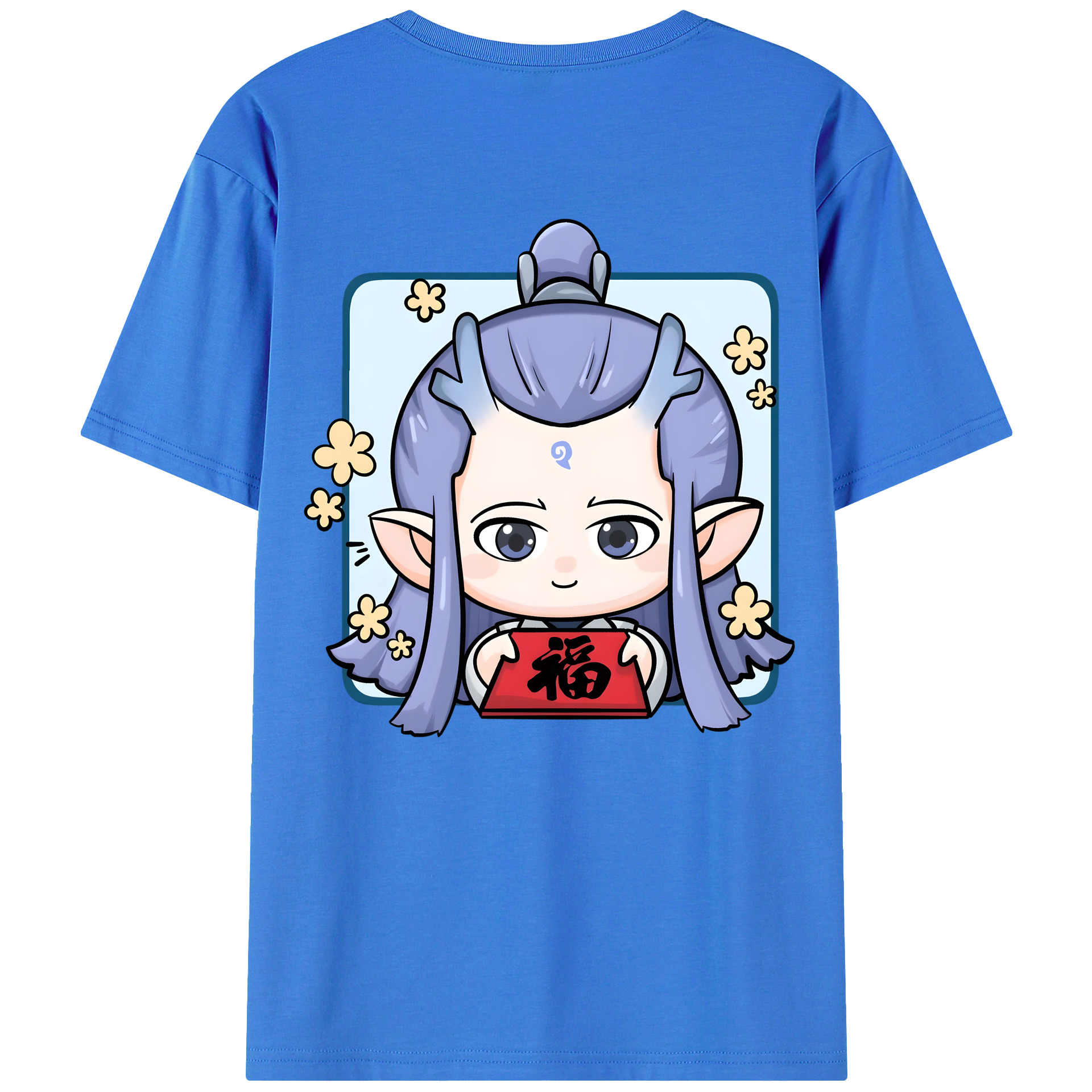 （画像用） Ne Zha 2 ナタ 魔童の大暴れ 綿100％ メンズ半袖Tシャツ（バックプリント） 通気性