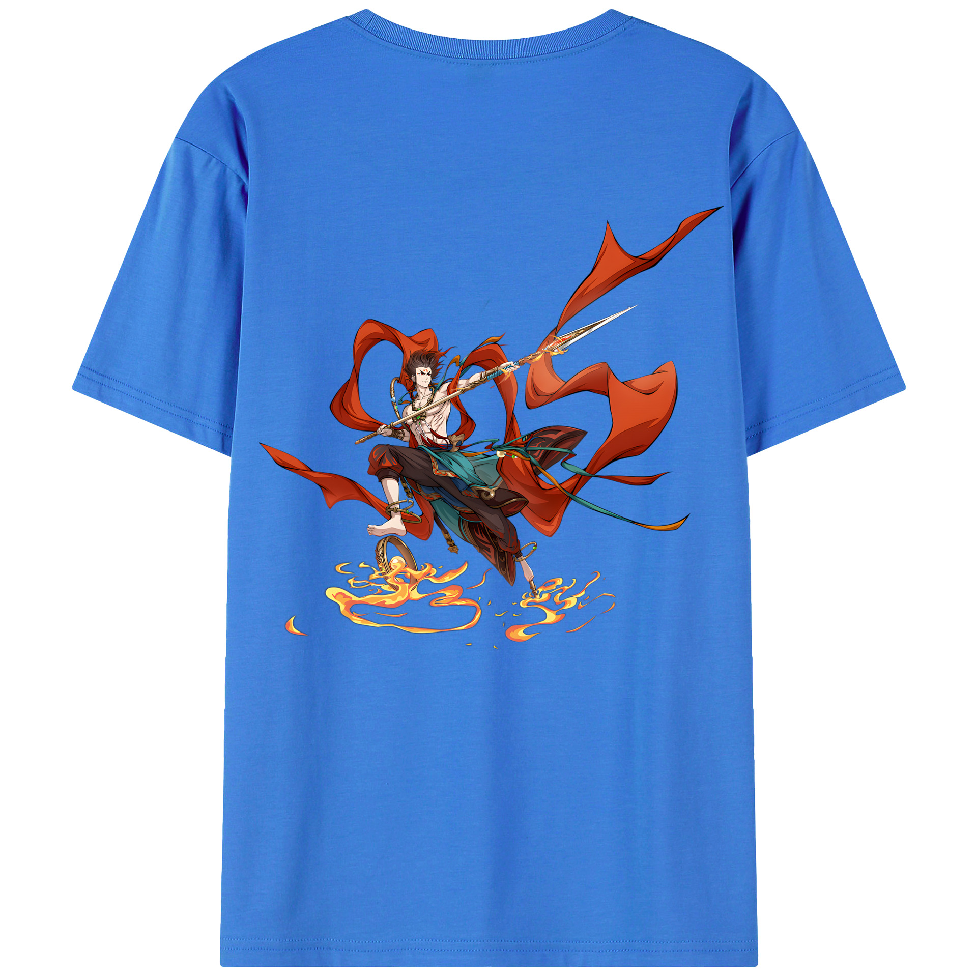 （画像用） Ne Zha 2 ナタ 魔童の大暴れ 綿100％ メンズ半袖Tシャツ（バックプリント） 通気性