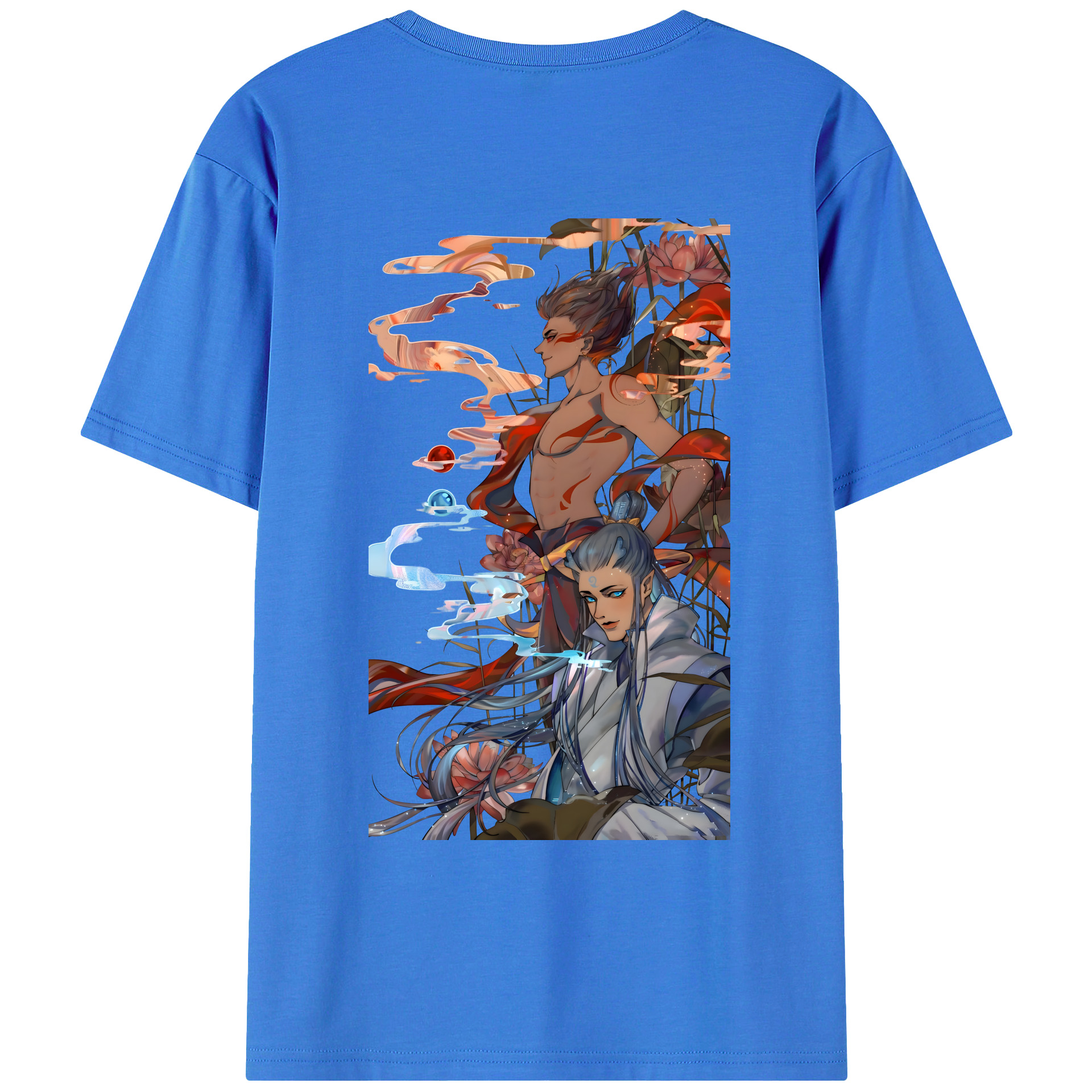（画像用） Ne Zha 2 ナタ 魔童の大暴れ 綿100％ メンズ半袖Tシャツ（バックプリント） 通気性