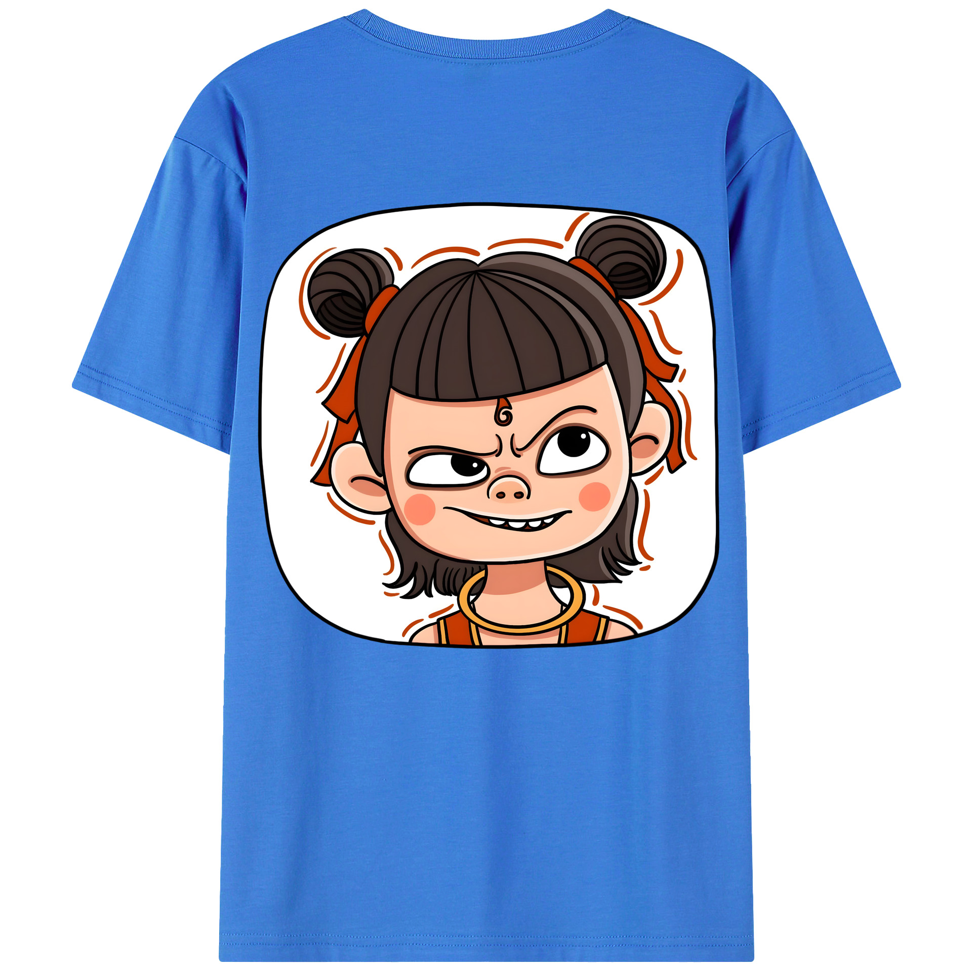（画像用） Ne Zha 2 ナタ 魔童の大暴れ 綿100％ メンズ半袖Tシャツ（バックプリント） 通気性