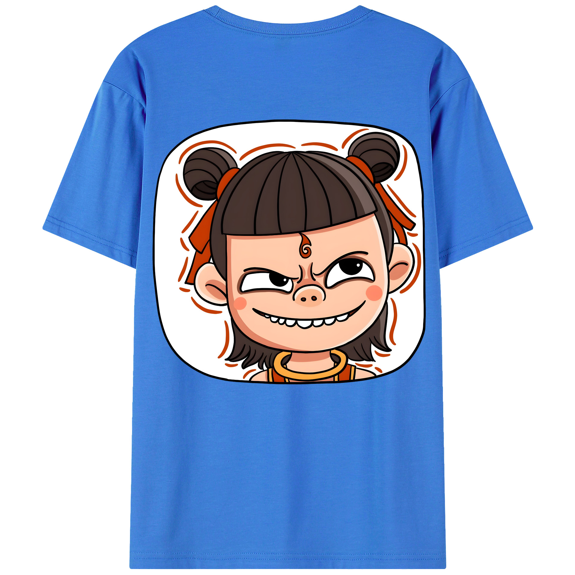（画像用） Ne Zha 2 ナタ 魔童の大暴れ 綿100％ メンズ半袖Tシャツ（バックプリント） 通気性