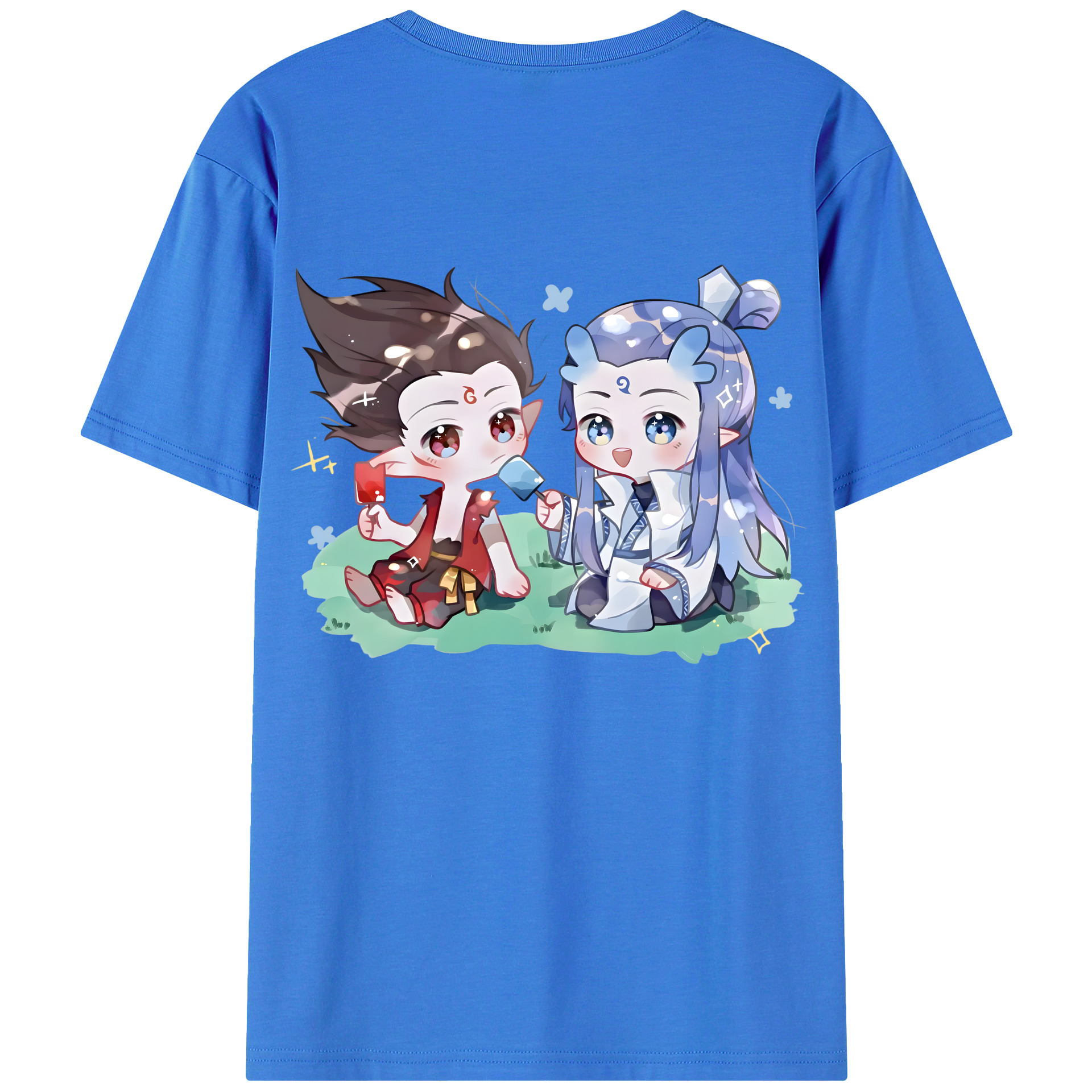 （画像用） Ne Zha 2 ナタ 魔童の大暴れ 綿100％ メンズ半袖Tシャツ（バックプリント） 通気性