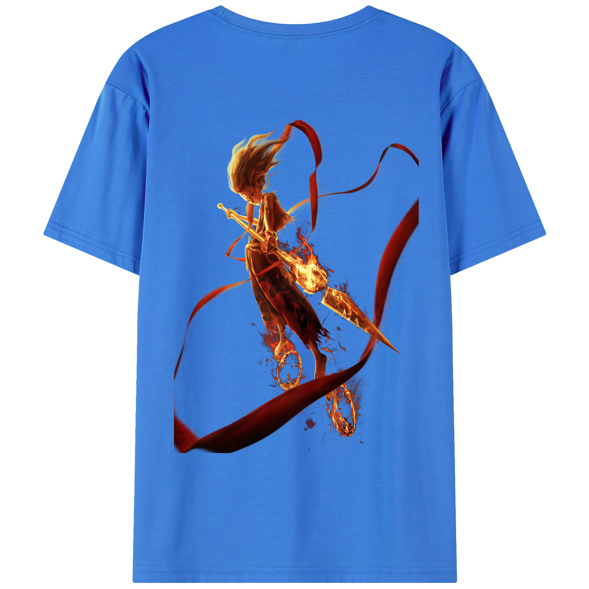 （画像用） Ne Zha 2 ナタ 魔童の大暴れ 綿100％ メンズ半袖Tシャツ（バックプリント） 通気性