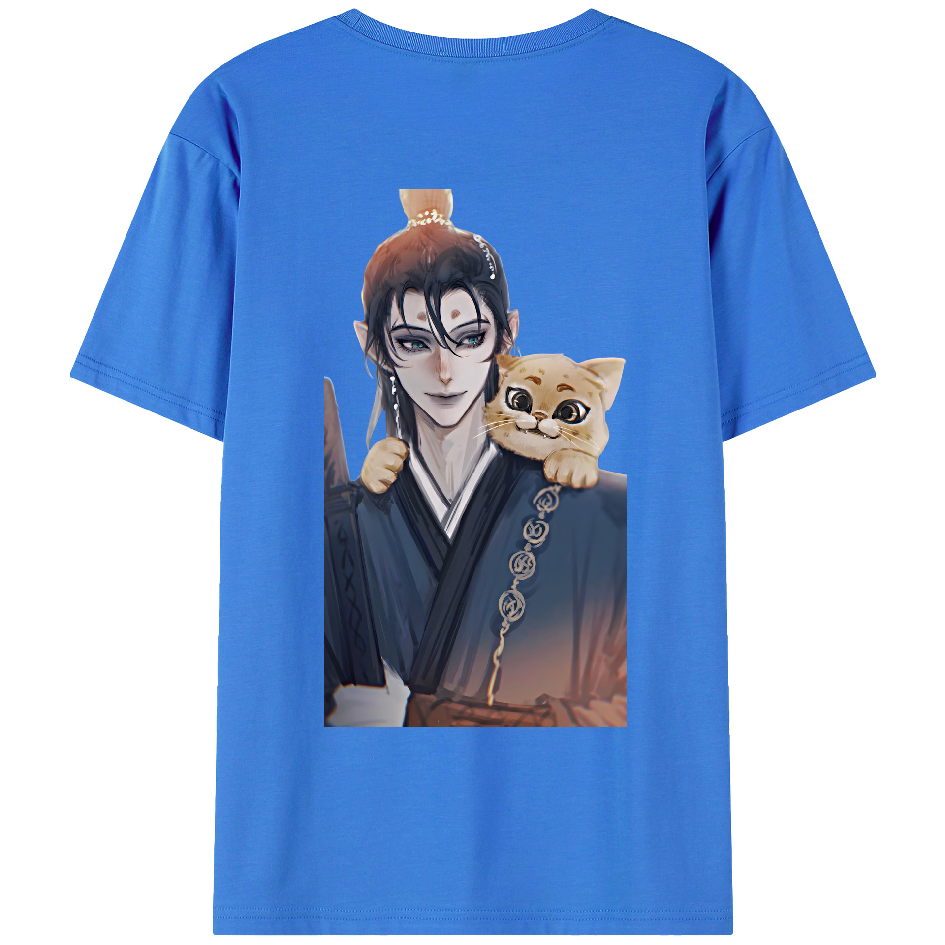 （画像用） Ne Zha 2 ナタ 魔童の大暴れ 綿100％ メンズ半袖Tシャツ（バックプリント） 通気性