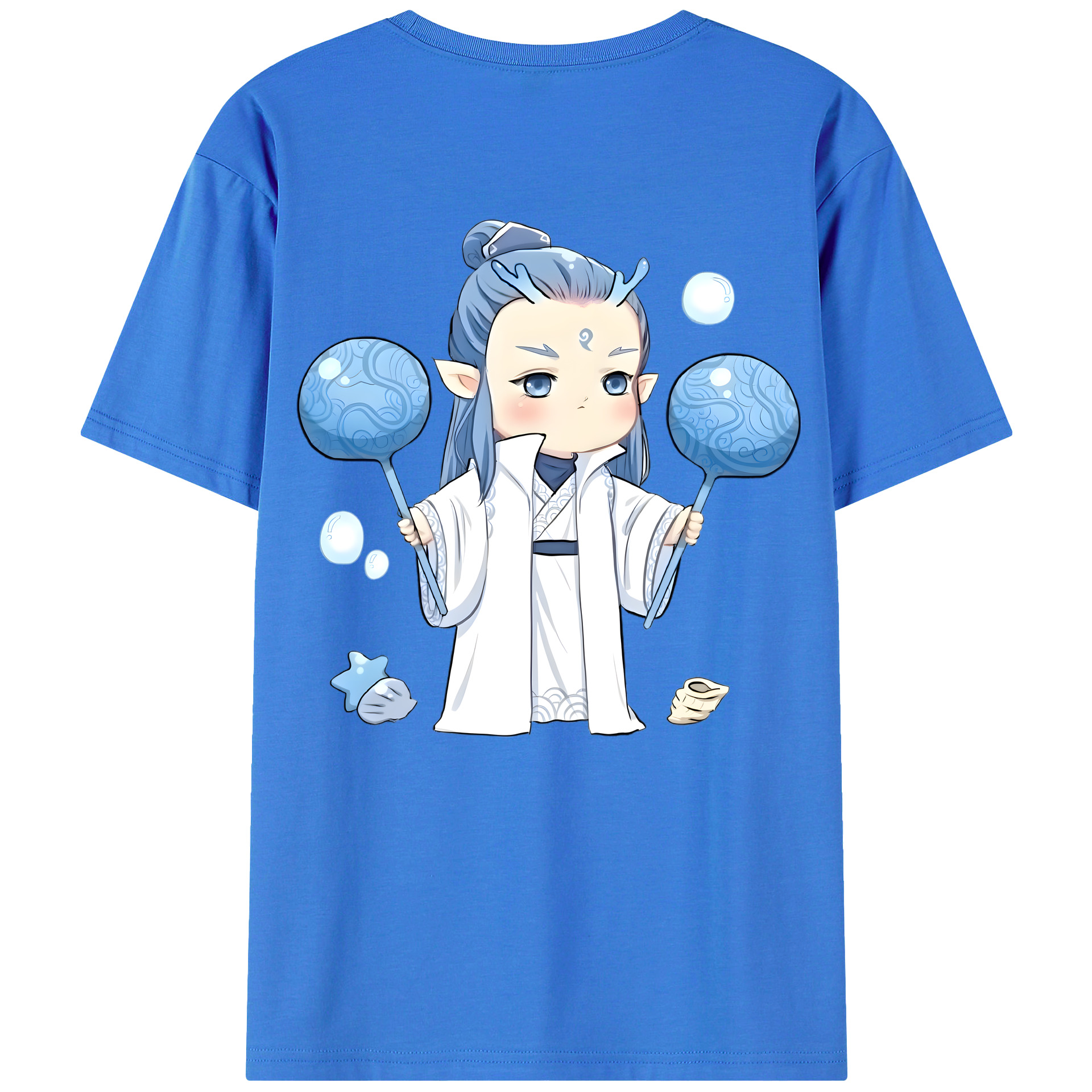 （画像用） Ne Zha 2 ナタ 魔童の大暴れ 綿100％ メンズ半袖Tシャツ（バックプリント） 通気性