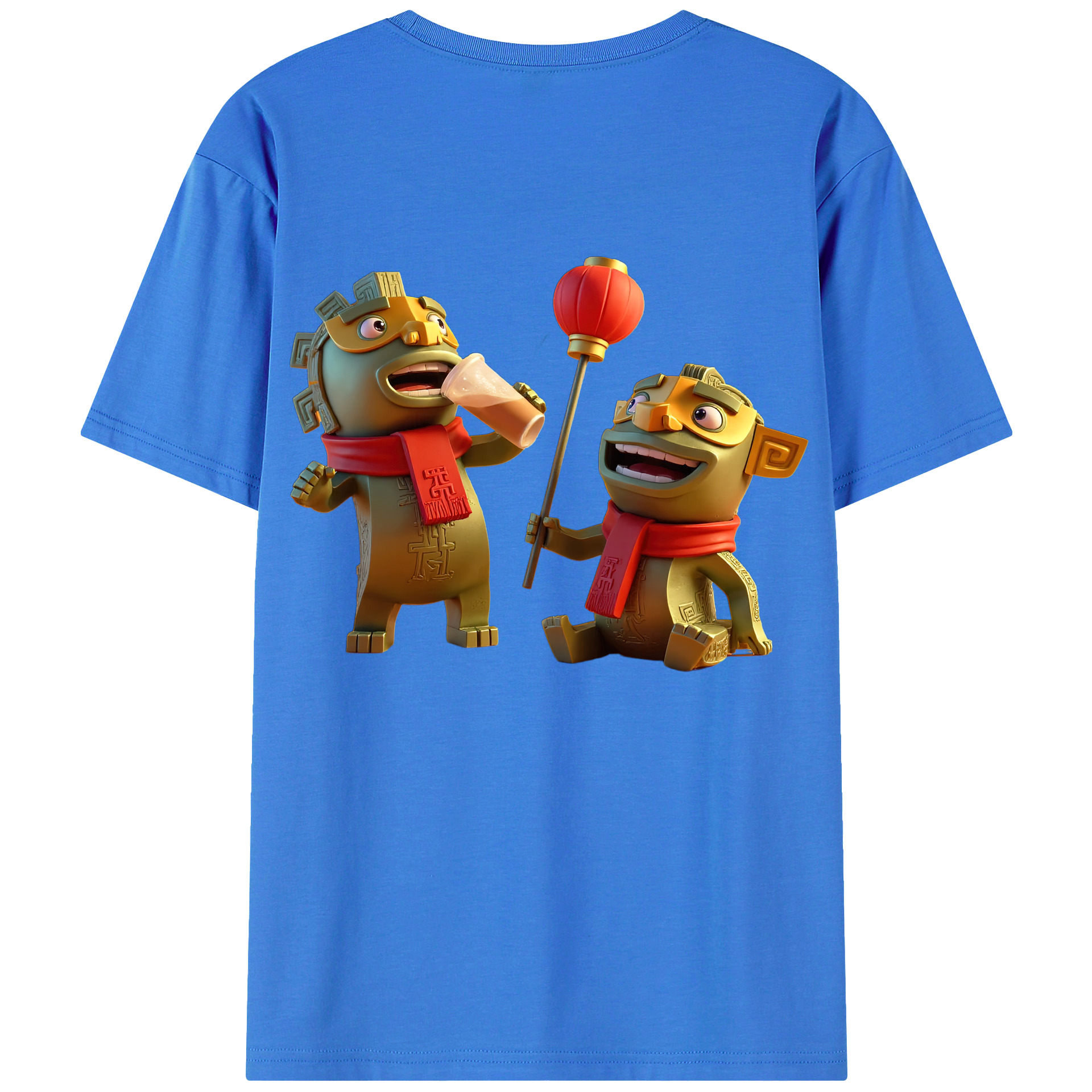 （画像用） Ne Zha 2 ナタ 魔童の大暴れ 綿100％ メンズ半袖Tシャツ（バックプリント） 通気性