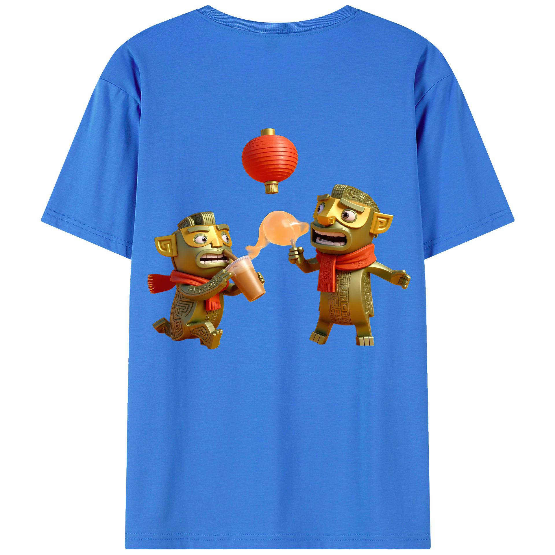 （画像用） Ne Zha 2 ナタ 魔童の大暴れ 綿100％ メンズ半袖Tシャツ（バックプリント） 通気性