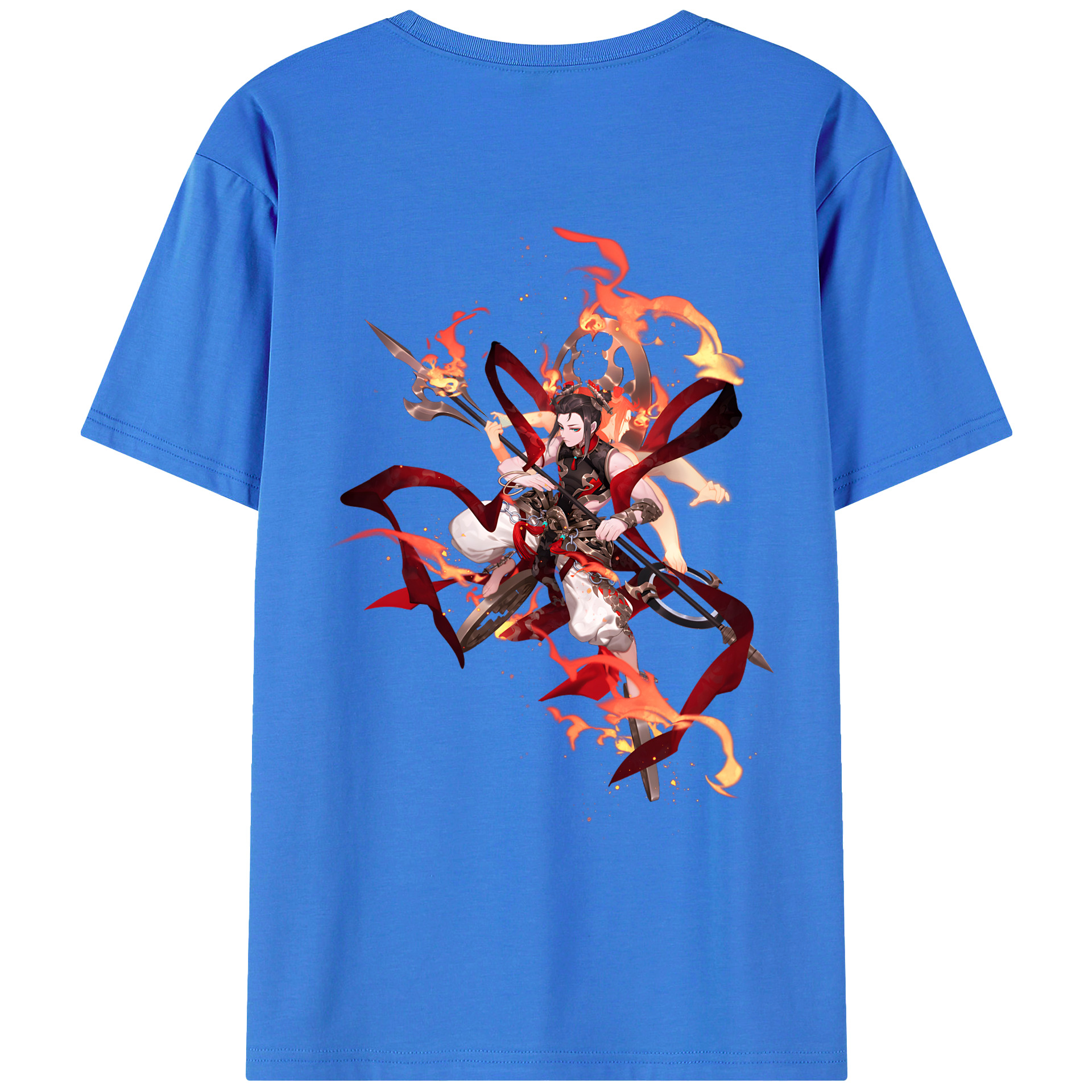 （画像用） Ne Zha 2 ナタ 魔童の大暴れ 綿100％ メンズ半袖Tシャツ（バックプリント） 通気性