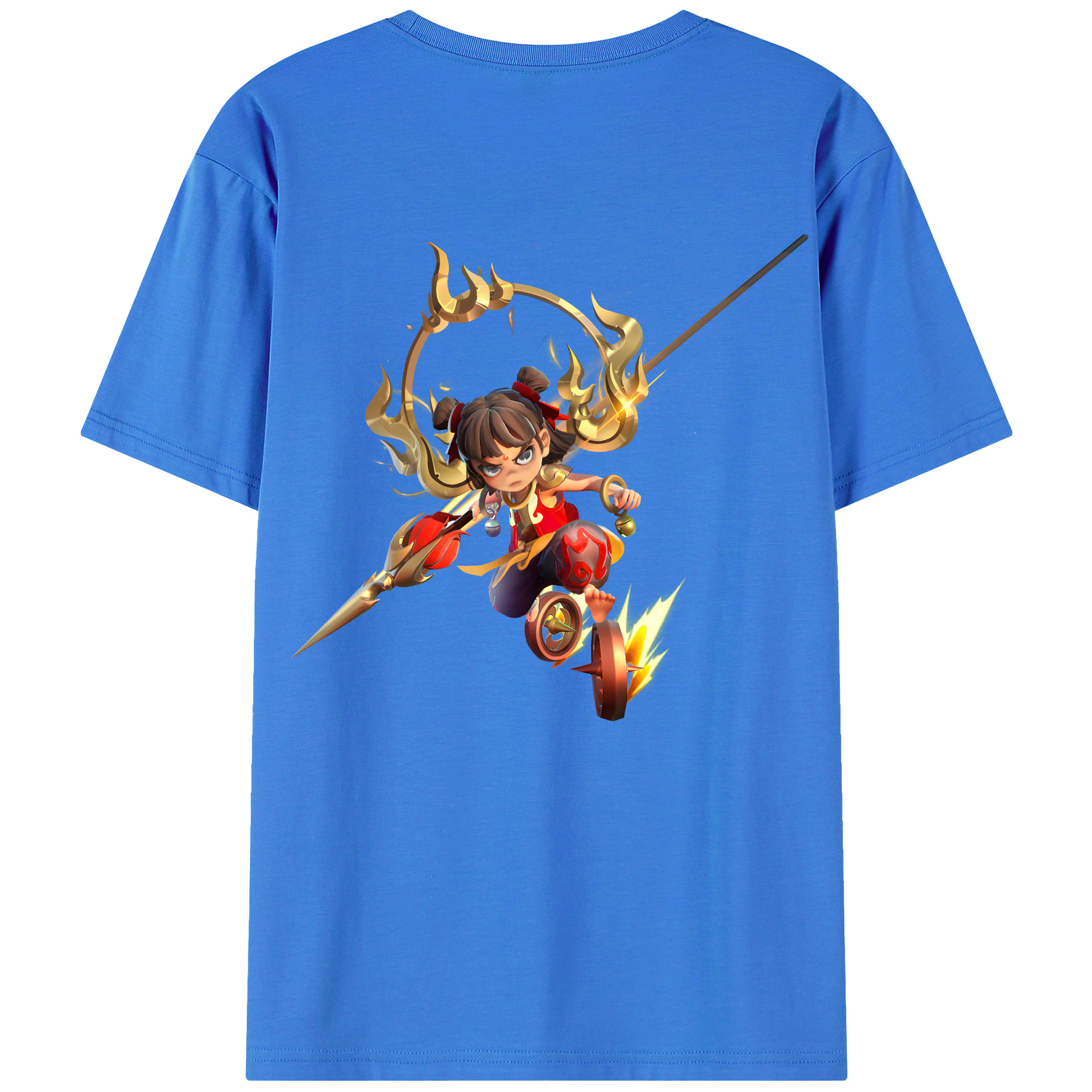 （画像用） Ne Zha 2 ナタ 魔童の大暴れ 綿100％ メンズ半袖Tシャツ（バックプリント） 通気性