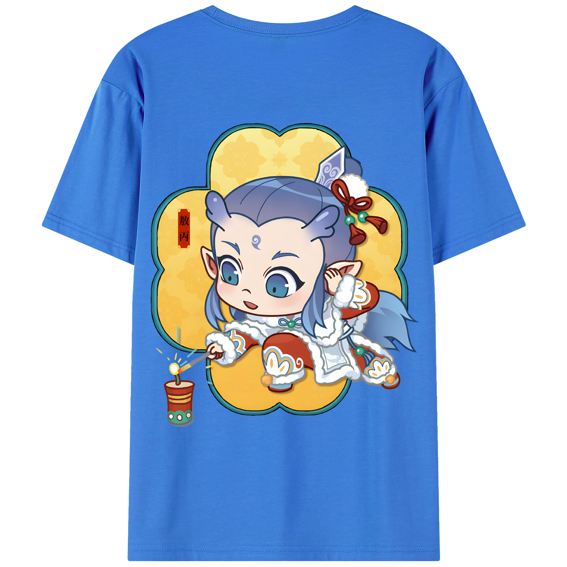 （画像用） Ne Zha 2 ナタ 魔童の大暴れ 綿100％ メンズ半袖Tシャツ（バックプリント） 通気性