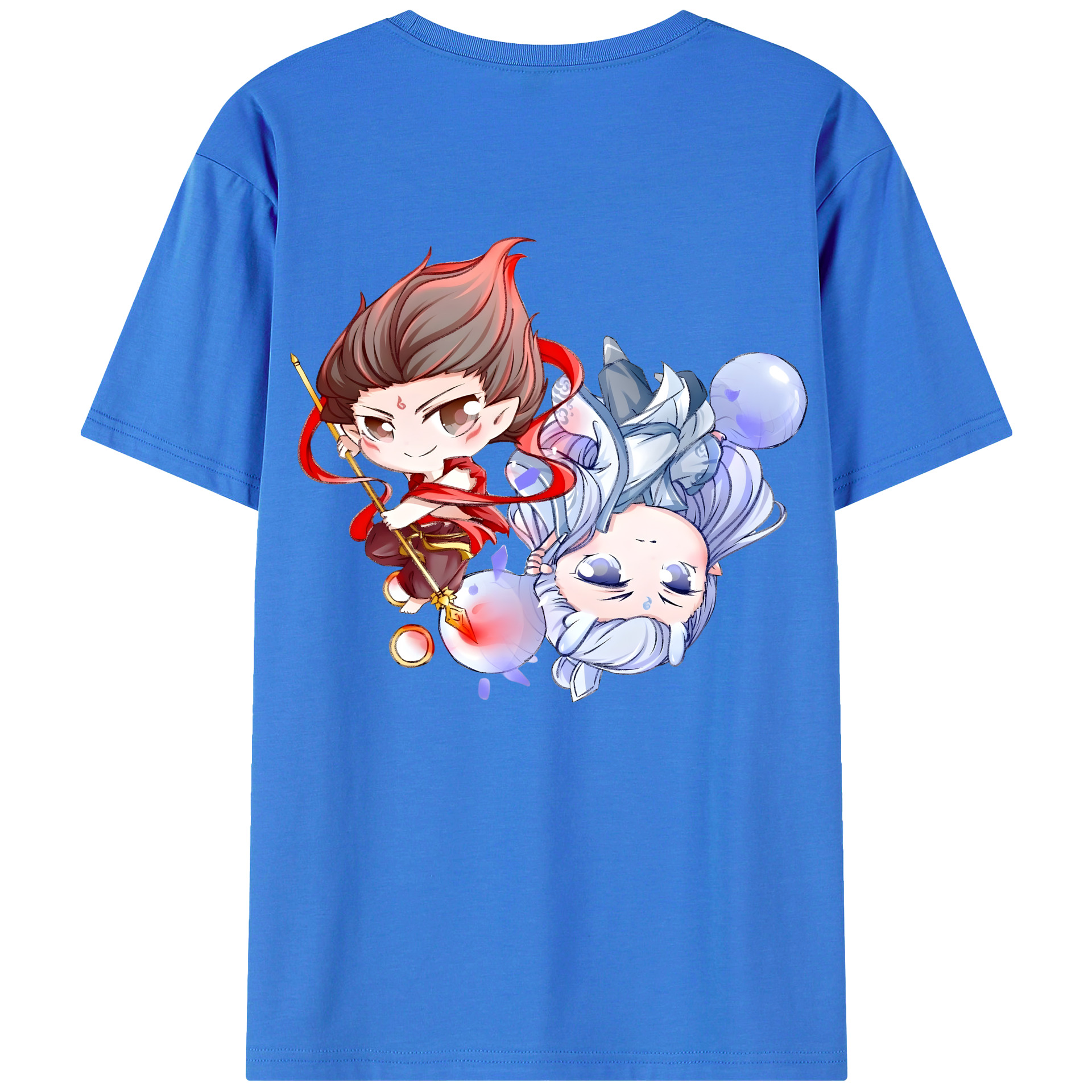 （画像用） Ne Zha 2 ナタ 魔童の大暴れ 綿100％ メンズ半袖Tシャツ（バックプリント） 通気性