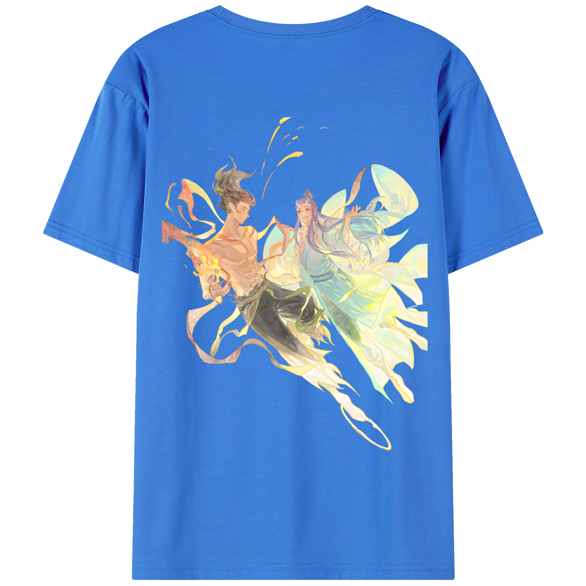 （画像用） Ne Zha 2 ナタ 魔童の大暴れ 綿100％ メンズ半袖Tシャツ（バックプリント） 通気性