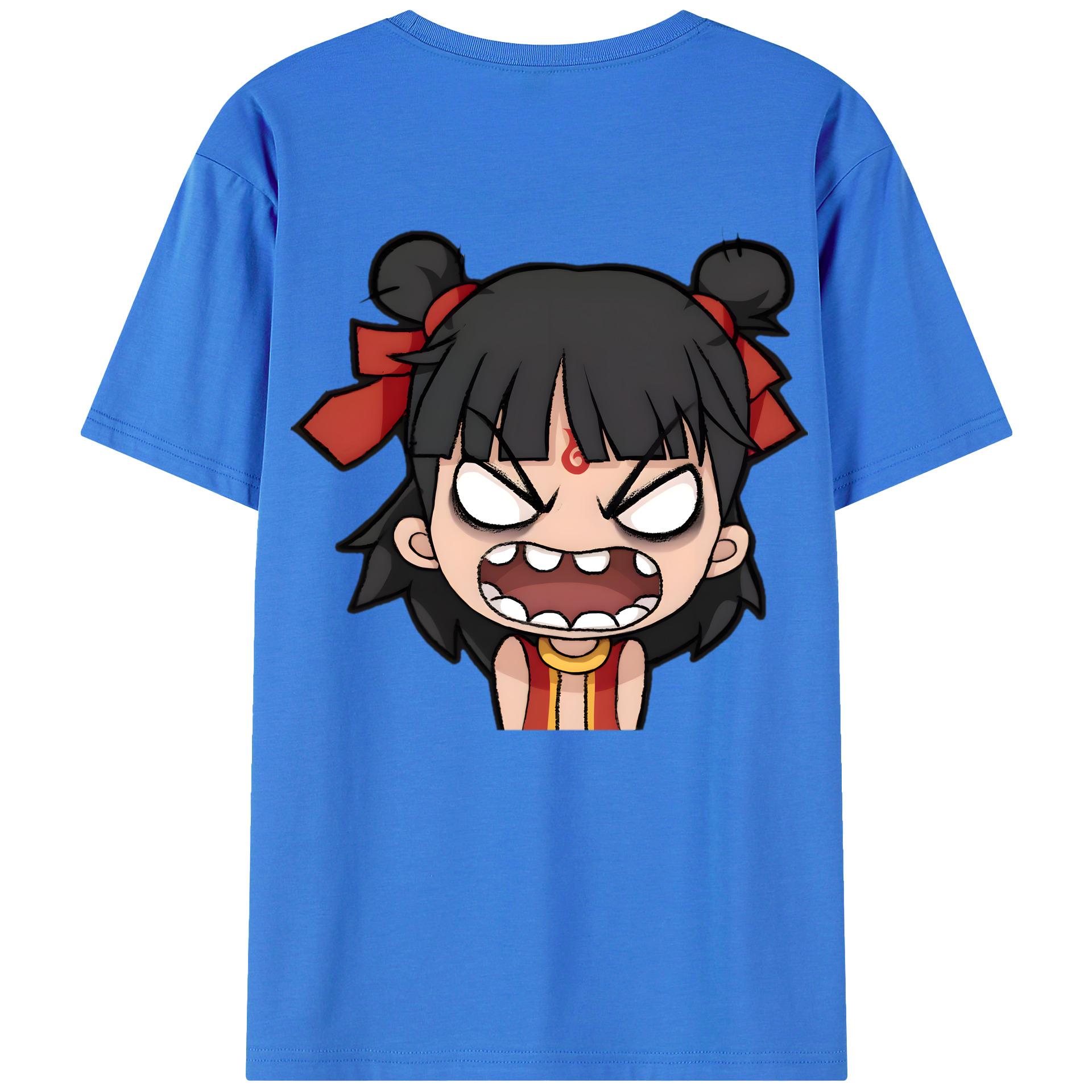 （画像用） Ne Zha 2 ナタ 魔童の大暴れ 綿100％ メンズ半袖Tシャツ（バックプリント） 通気性