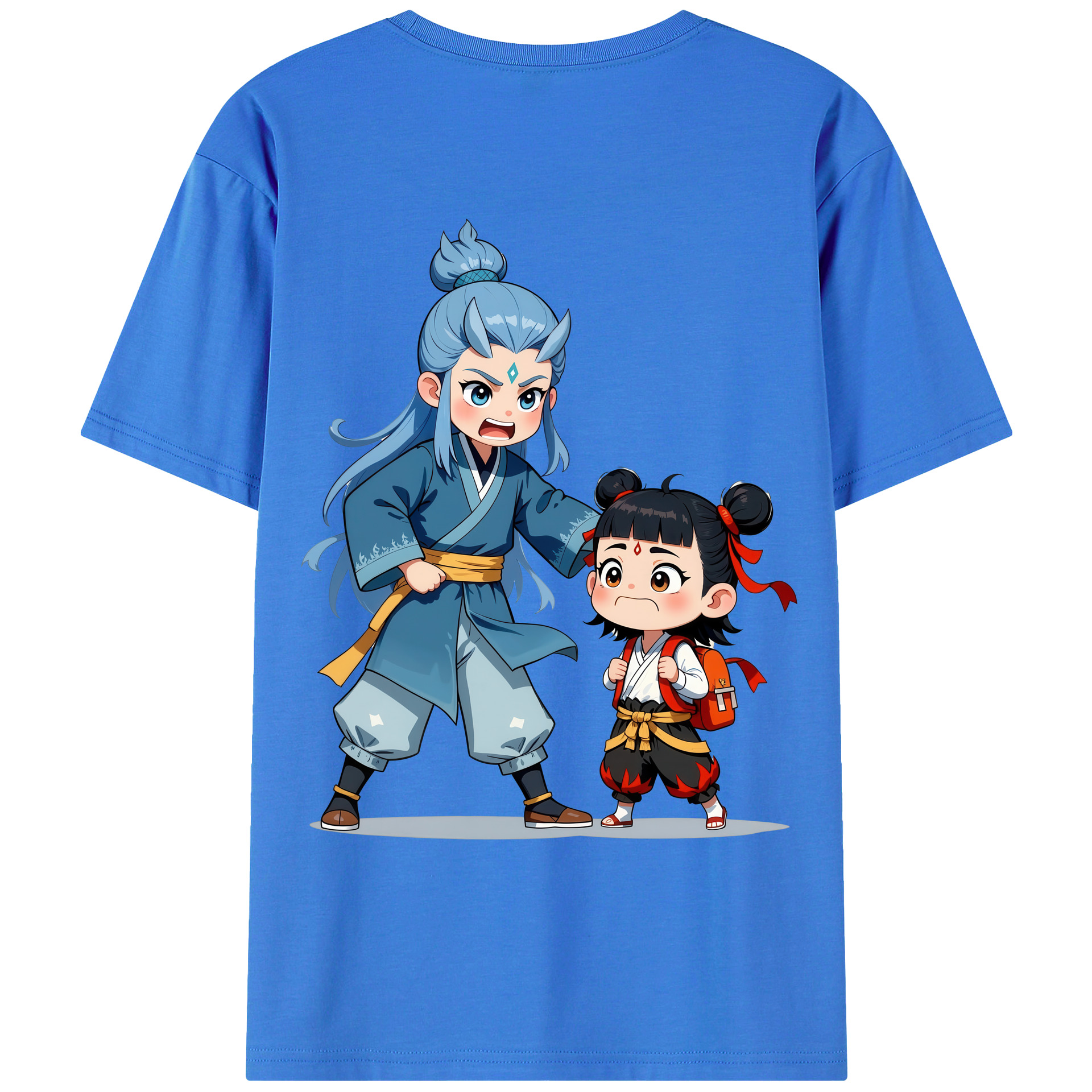 （画像用） Ne Zha 2 ナタ 魔童の大暴れ 綿100％ メンズ半袖Tシャツ（バックプリント） 通気性