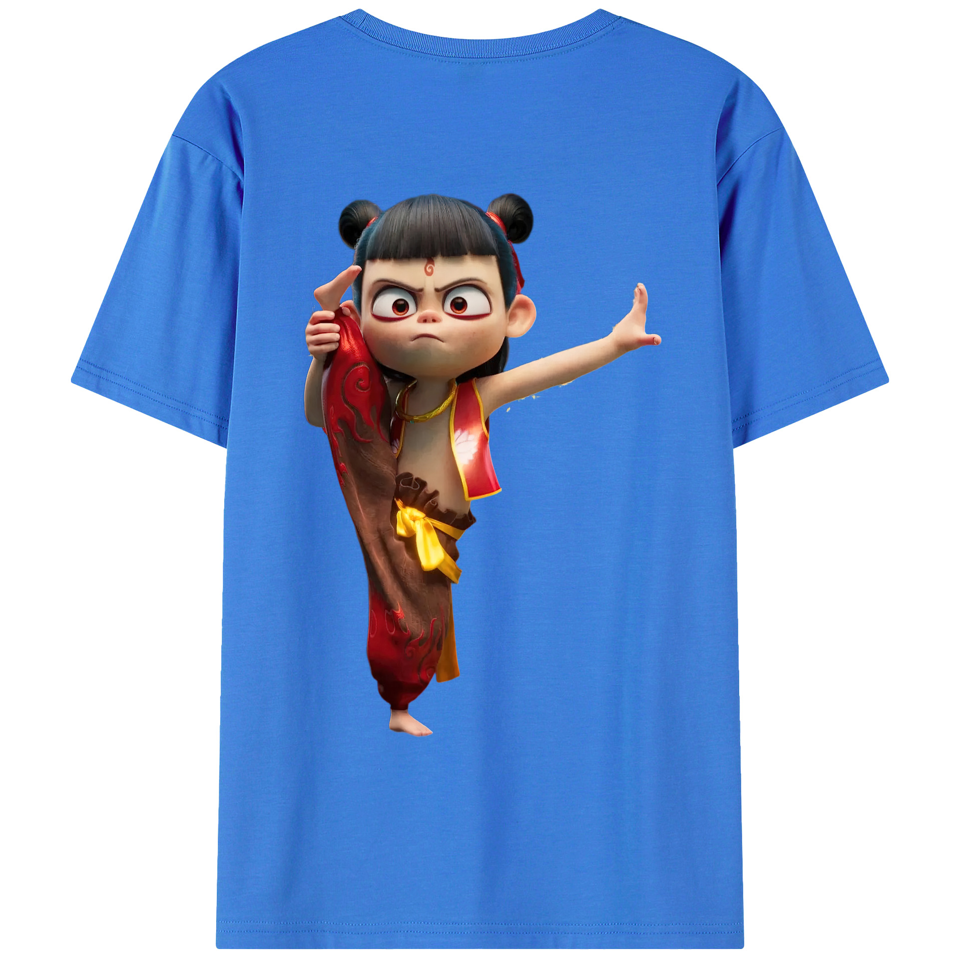 （画像用） Ne Zha 2 ナタ 魔童の大暴れ 綿100％ メンズ半袖Tシャツ（バックプリント） 通気性