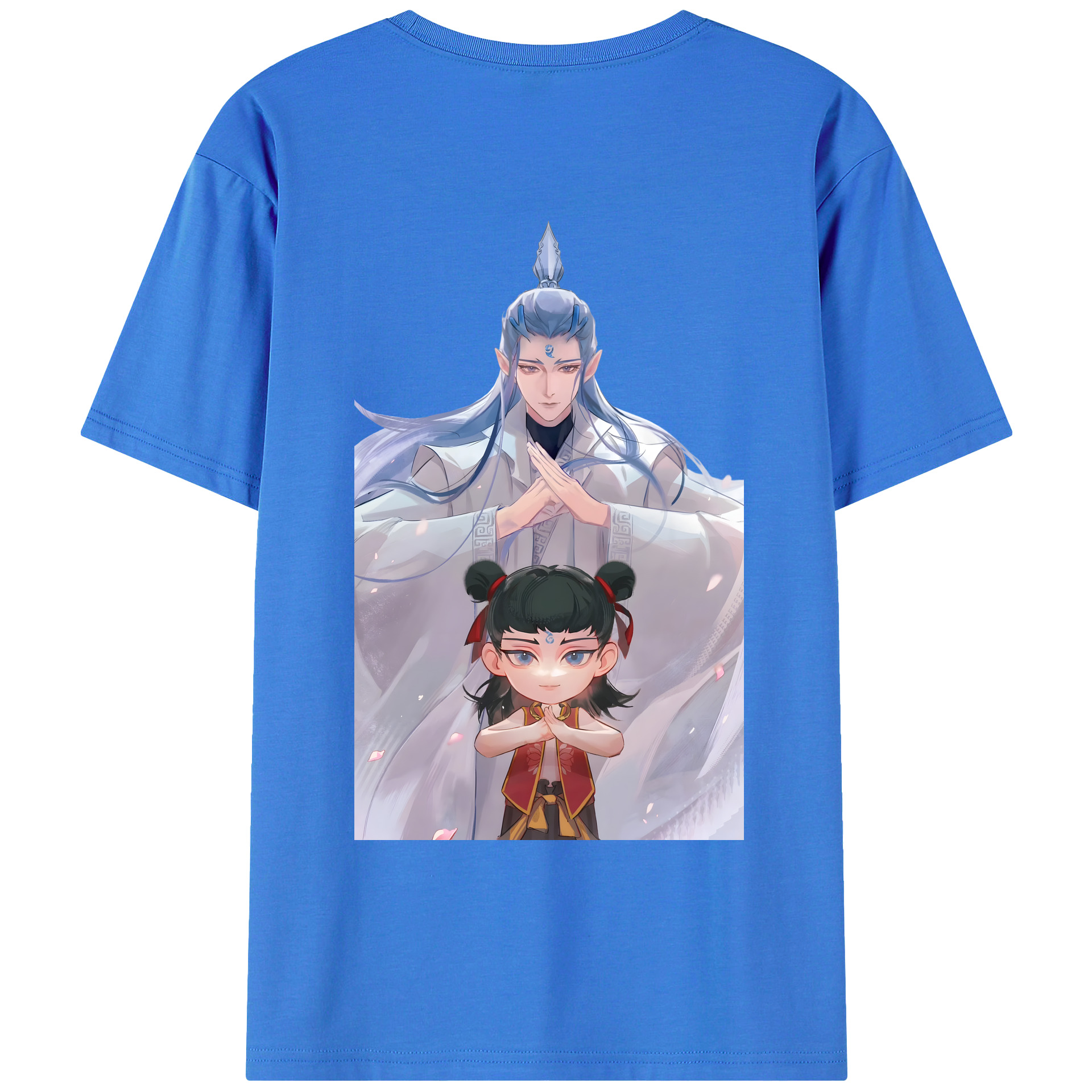 （画像用） Ne Zha 2 ナタ 魔童の大暴れ 綿100％ メンズ半袖Tシャツ（バックプリント） 通気性