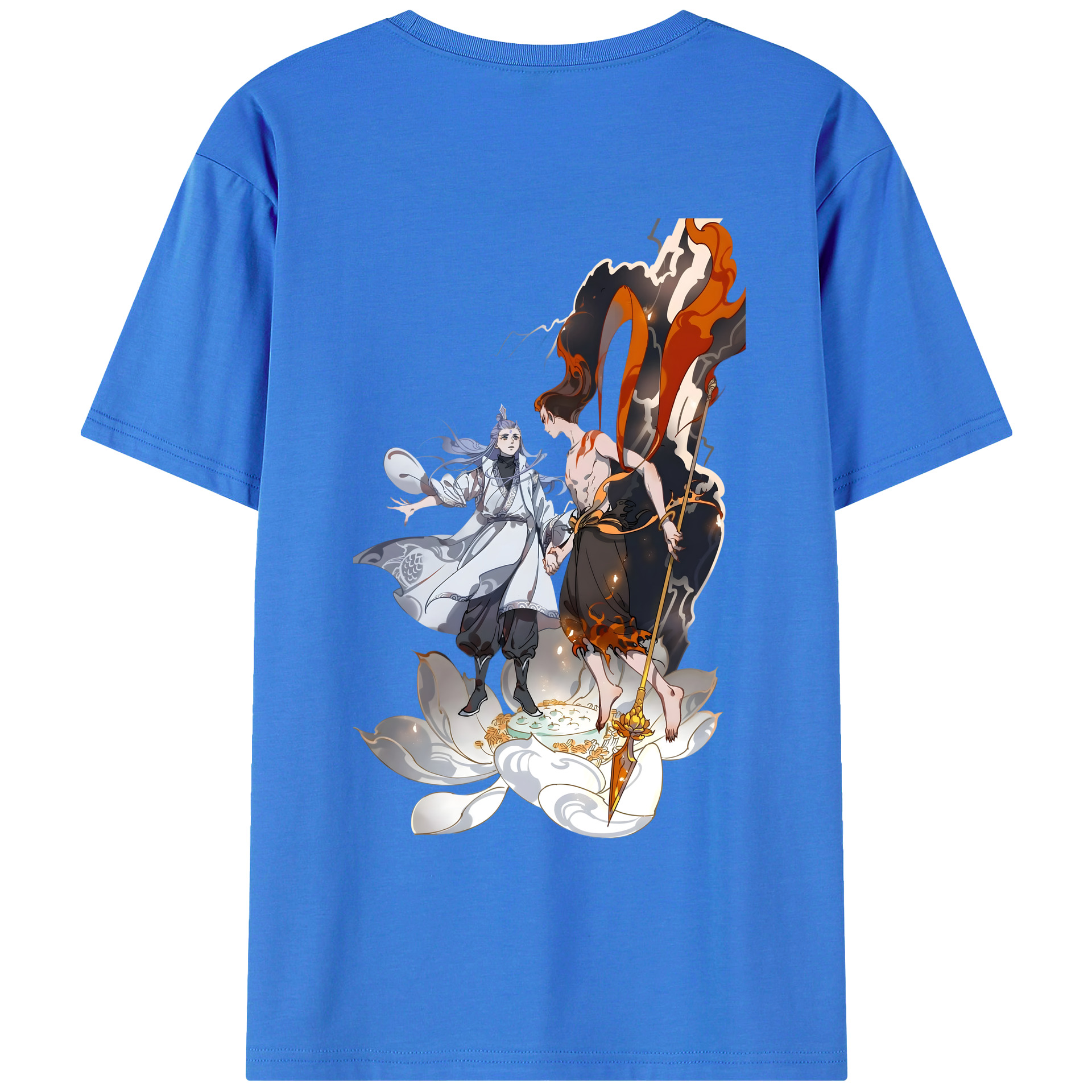 （画像用） Ne Zha 2 ナタ 魔童の大暴れ 綿100％ メンズ半袖Tシャツ（バックプリント） 通気性