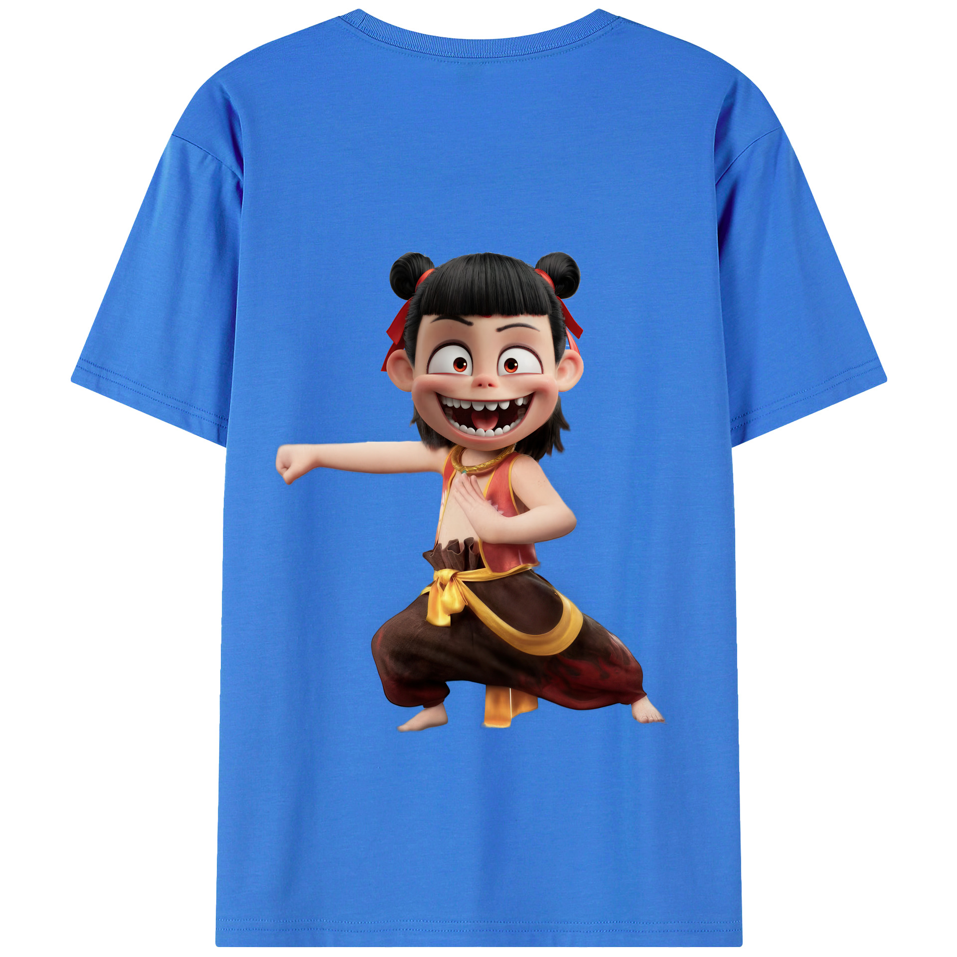 （画像用） Ne Zha 2 ナタ 魔童の大暴れ 綿100％ メンズ半袖Tシャツ（バックプリント） 通気性