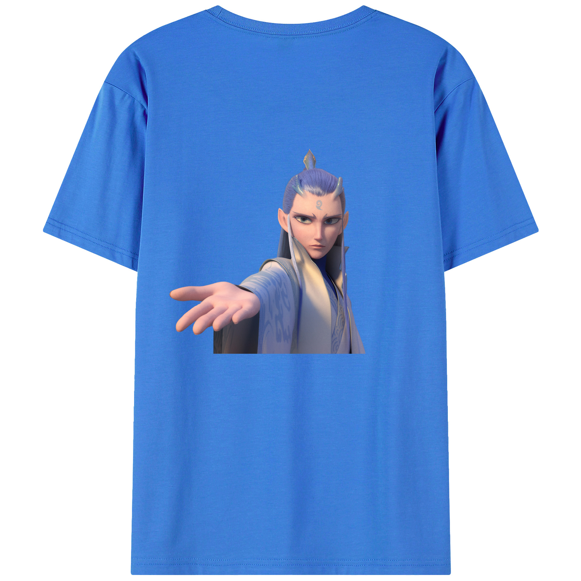 （画像用） Ne Zha 2 ナタ 魔童の大暴れ 綿100％ メンズ半袖Tシャツ（バックプリント） 通気性