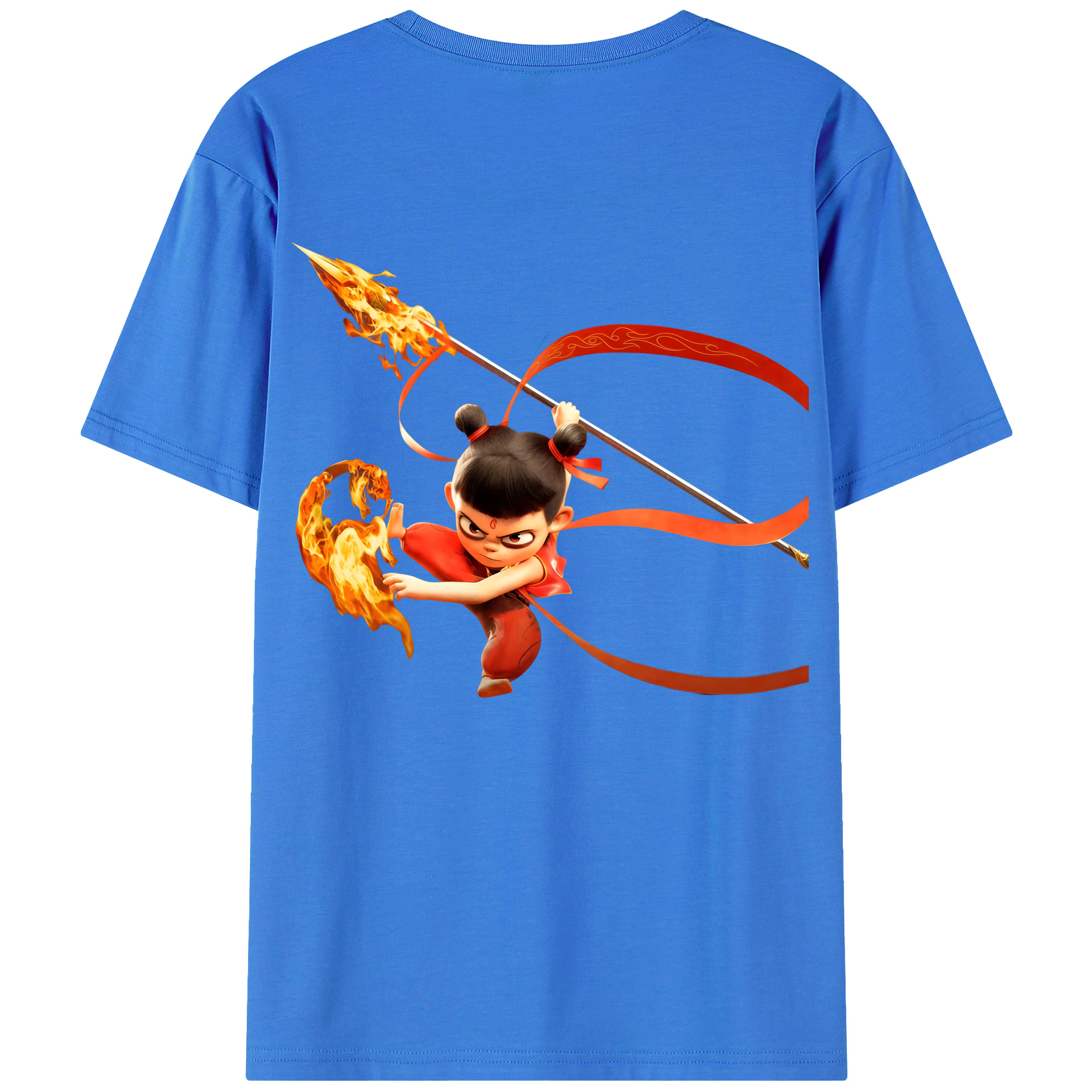 （画像用） Ne Zha 2 ナタ 魔童の大暴れ 綿100％ メンズ半袖Tシャツ（バックプリント） 通気性