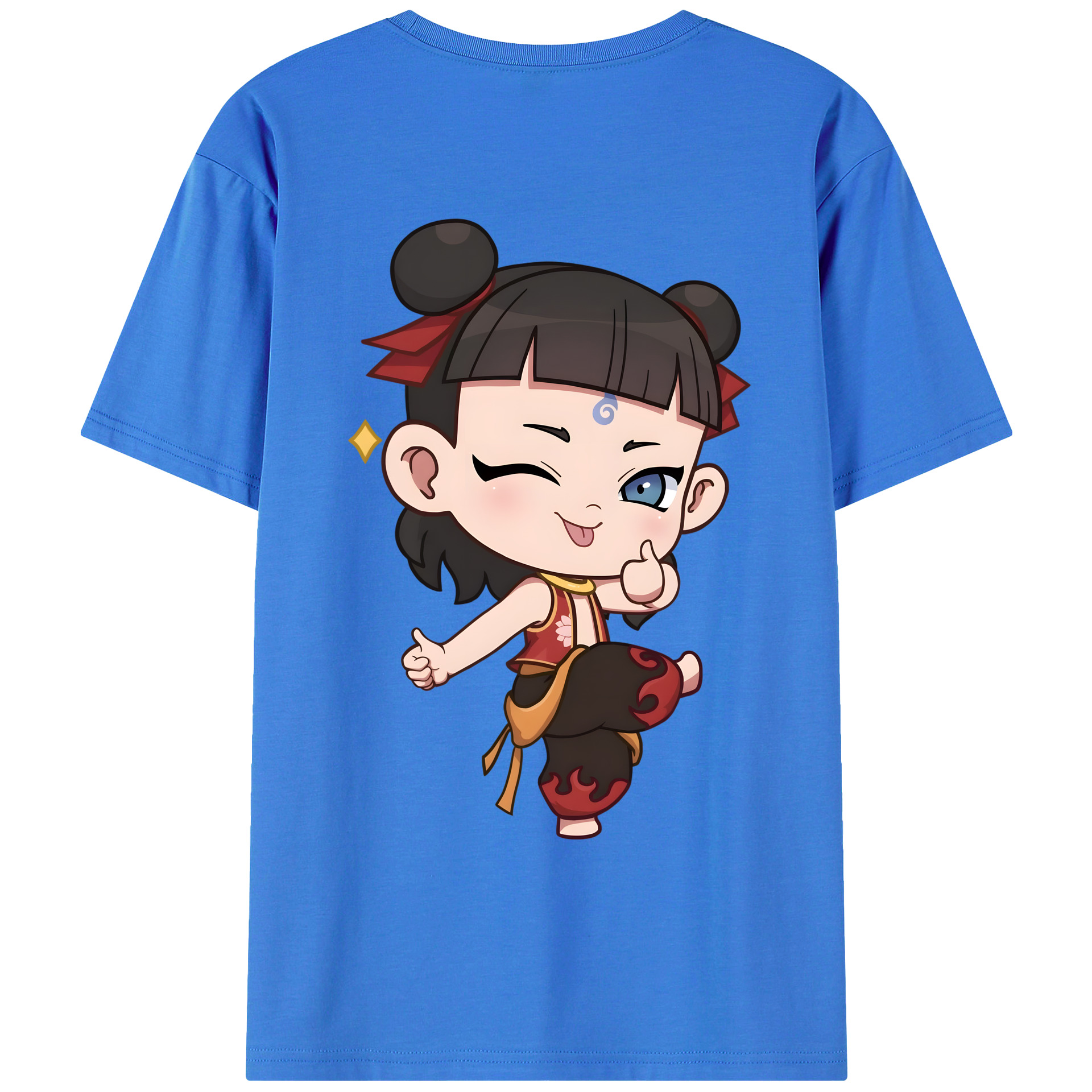 （画像用） Ne Zha 2 ナタ 魔童の大暴れ 綿100％ メンズ半袖Tシャツ（バックプリント） 通気性
