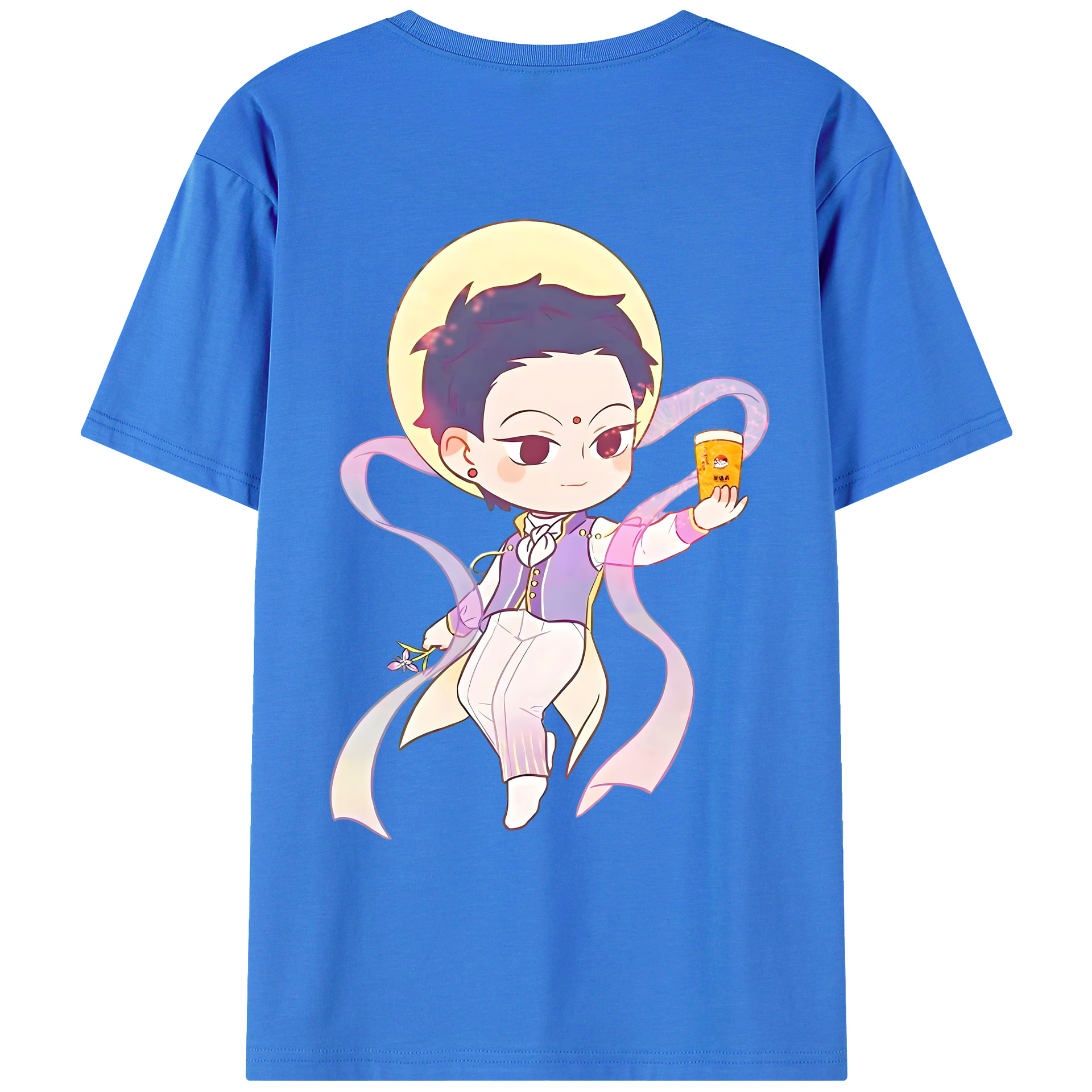 （画像用） Ne Zha 2 ナタ 魔童の大暴れ 綿100％ メンズ半袖Tシャツ（バックプリント） 通気性