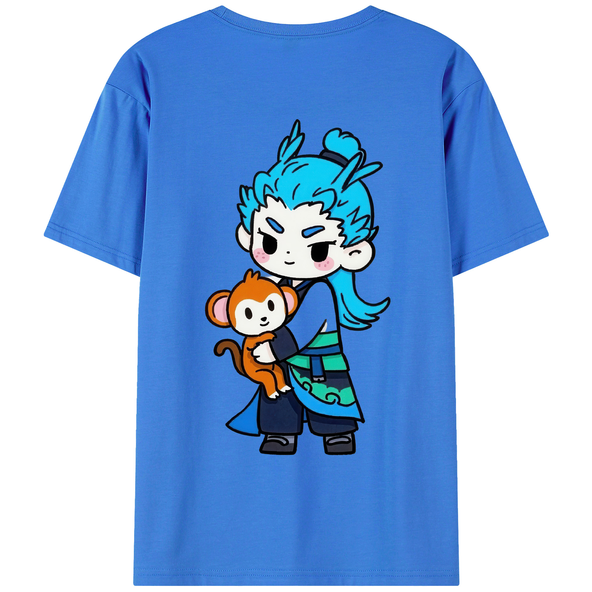 （画像用） Ne Zha 2 ナタ 魔童の大暴れ 綿100％ メンズ半袖Tシャツ（バックプリント） 通気性