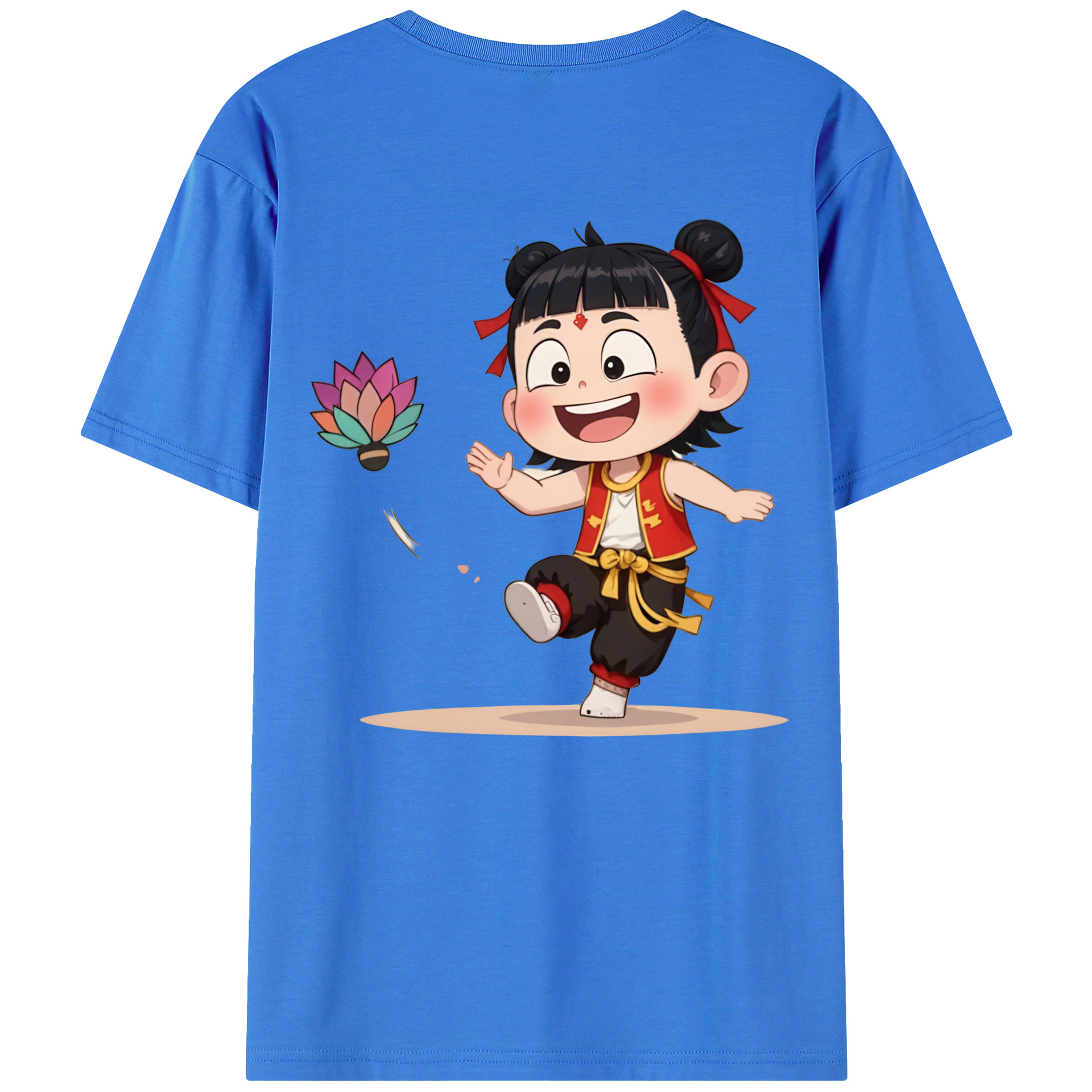 （画像用） Ne Zha 2 ナタ 魔童の大暴れ 綿100％ メンズ半袖Tシャツ（バックプリント） 通気性