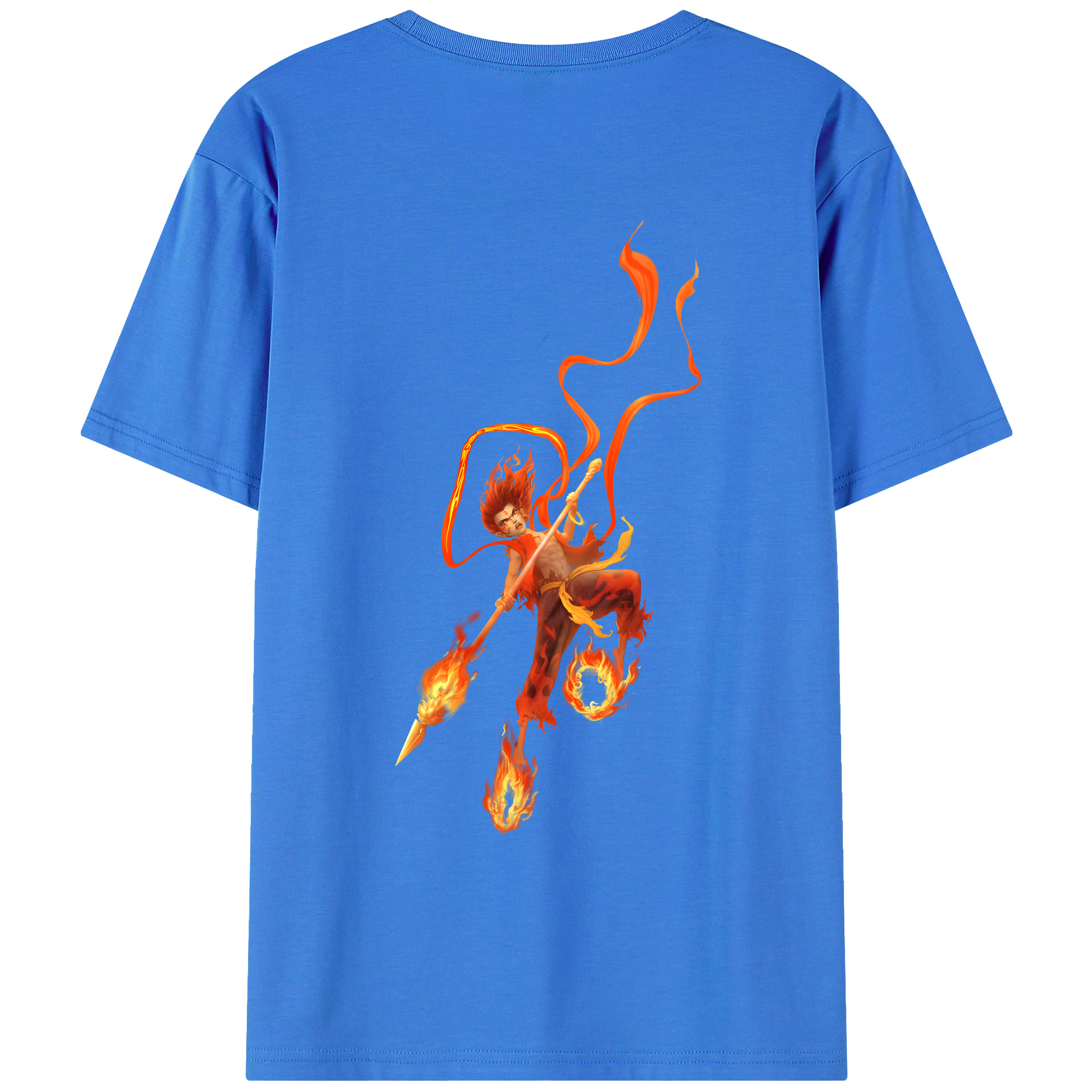 （画像用） Ne Zha 2 ナタ 魔童の大暴れ 綿100％ メンズ半袖Tシャツ（バックプリント） 通気性