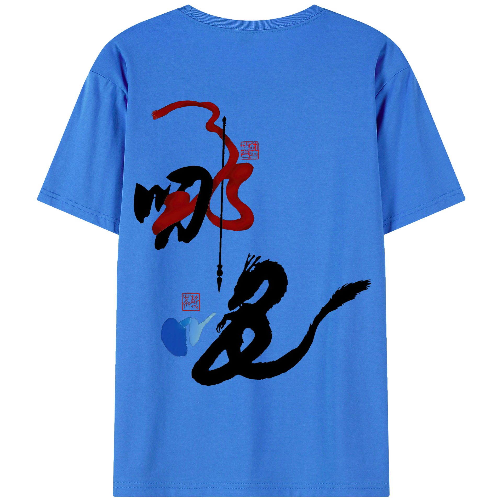 （画像用） Ne Zha 2 ナタ 魔童の大暴れ 綿100％ メンズ半袖Tシャツ（バックプリント） 通気性