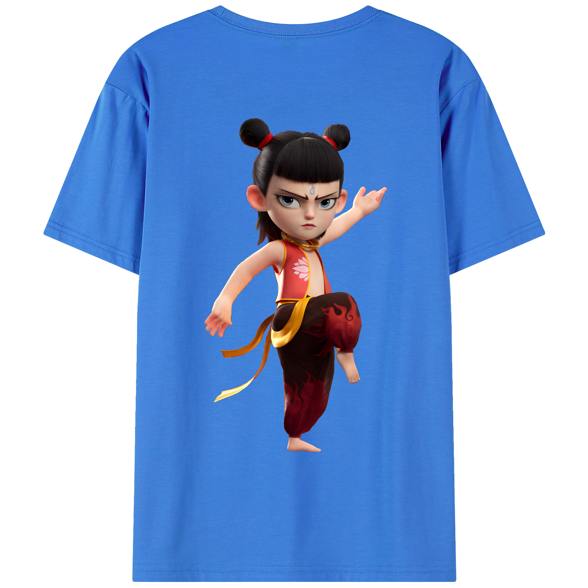 （画像用） Ne Zha 2 ナタ 魔童の大暴れ 綿100％ メンズ半袖Tシャツ（バックプリント） 通気性