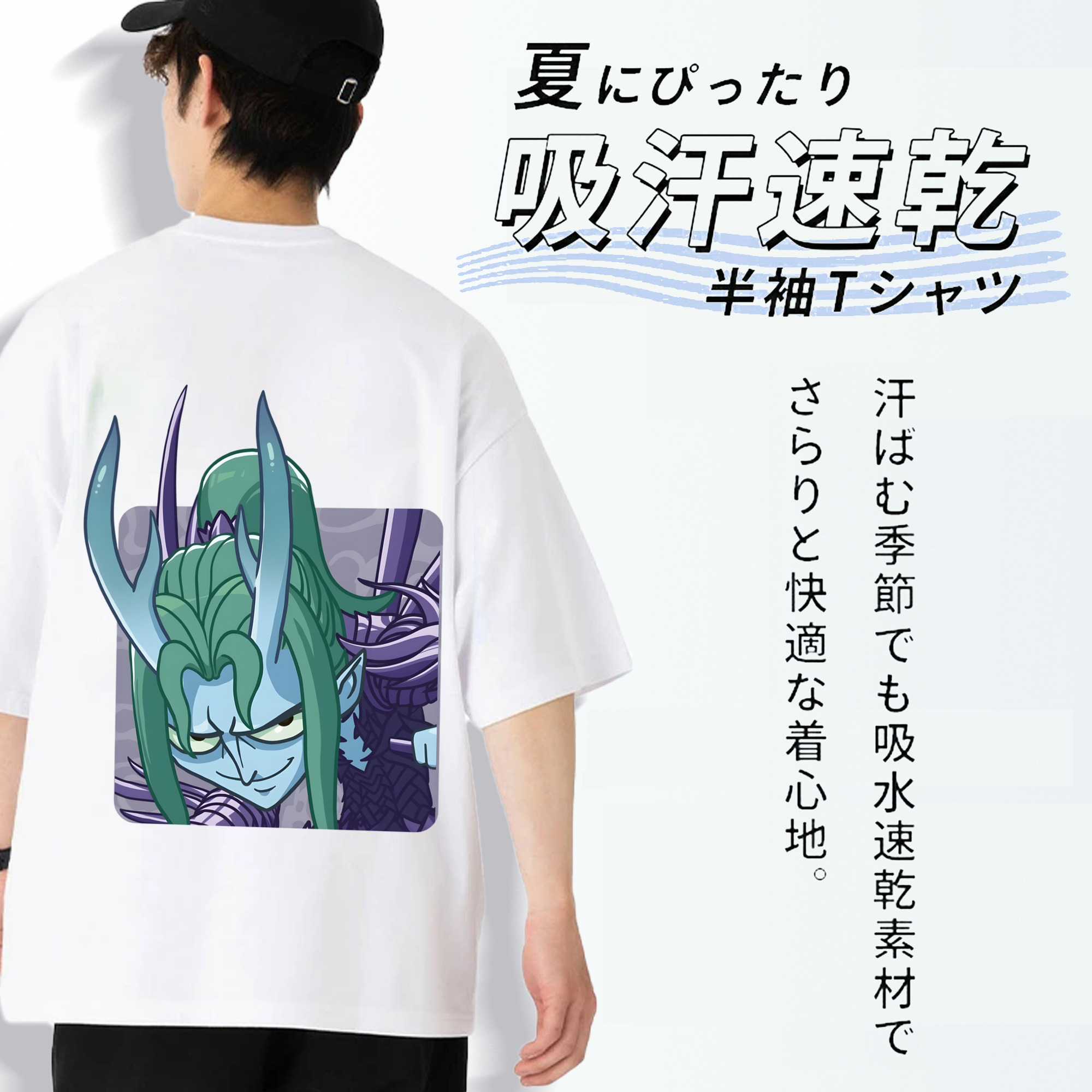 Ne Zha 2 ナタ 魔童の大暴れ 綿100％ メンズ半袖Tシャツ（バックプリント） 通気性