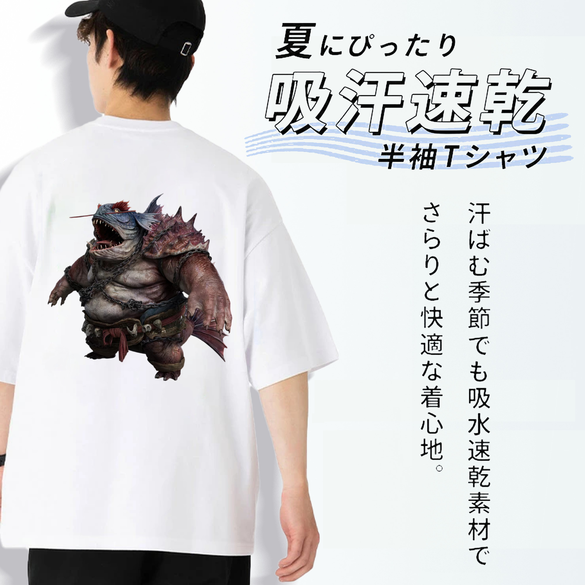Ne Zha 2 ナタ 魔童の大暴れ 綿100％ メンズ半袖Tシャツ（バックプリント） 通気性