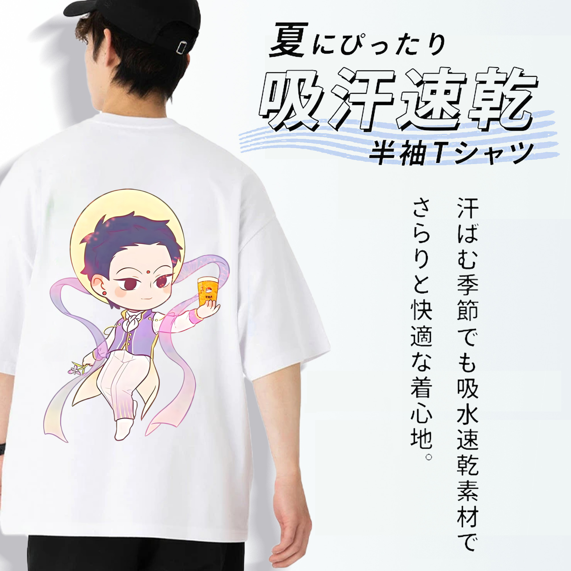 Ne Zha 2 ナタ 魔童の大暴れ 綿100％ メンズ半袖Tシャツ（バックプリント） 通気性