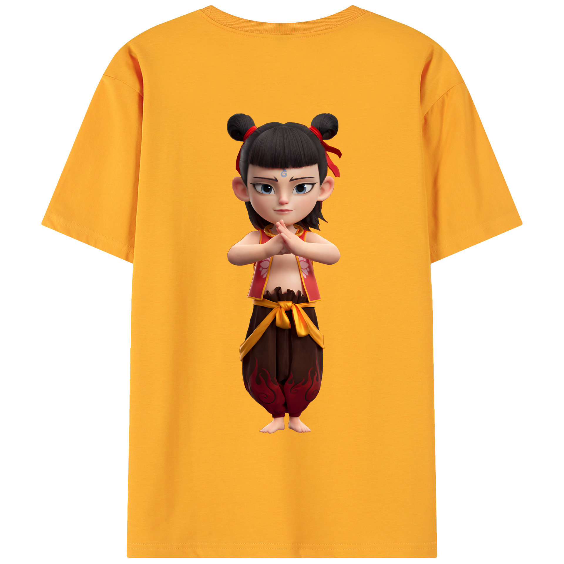（画像用） Ne Zha 2 ナタ 魔童の大暴れ 綿100％ メンズ半袖Tシャツ（バックプリント） 通気性