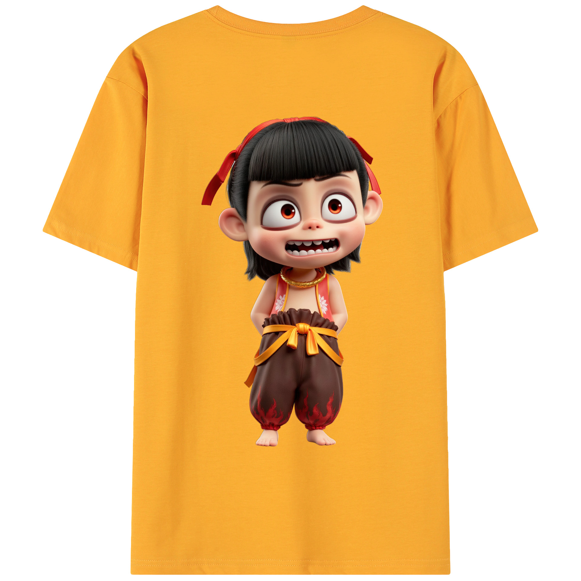 （画像用） Ne Zha 2 ナタ 魔童の大暴れ 綿100％ メンズ半袖Tシャツ（バックプリント） 通気性