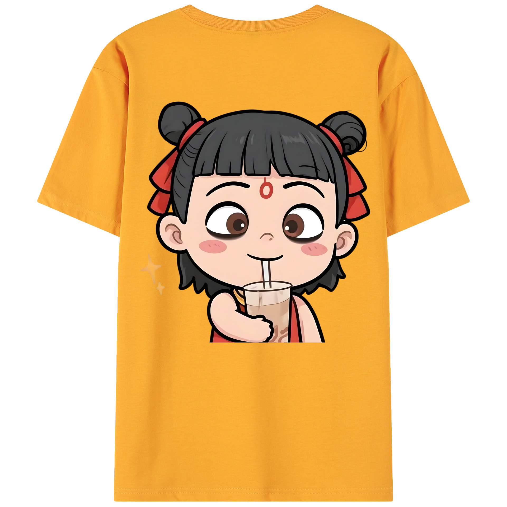 （画像用） Ne Zha 2 ナタ 魔童の大暴れ 綿100％ メンズ半袖Tシャツ（バックプリント） 通気性