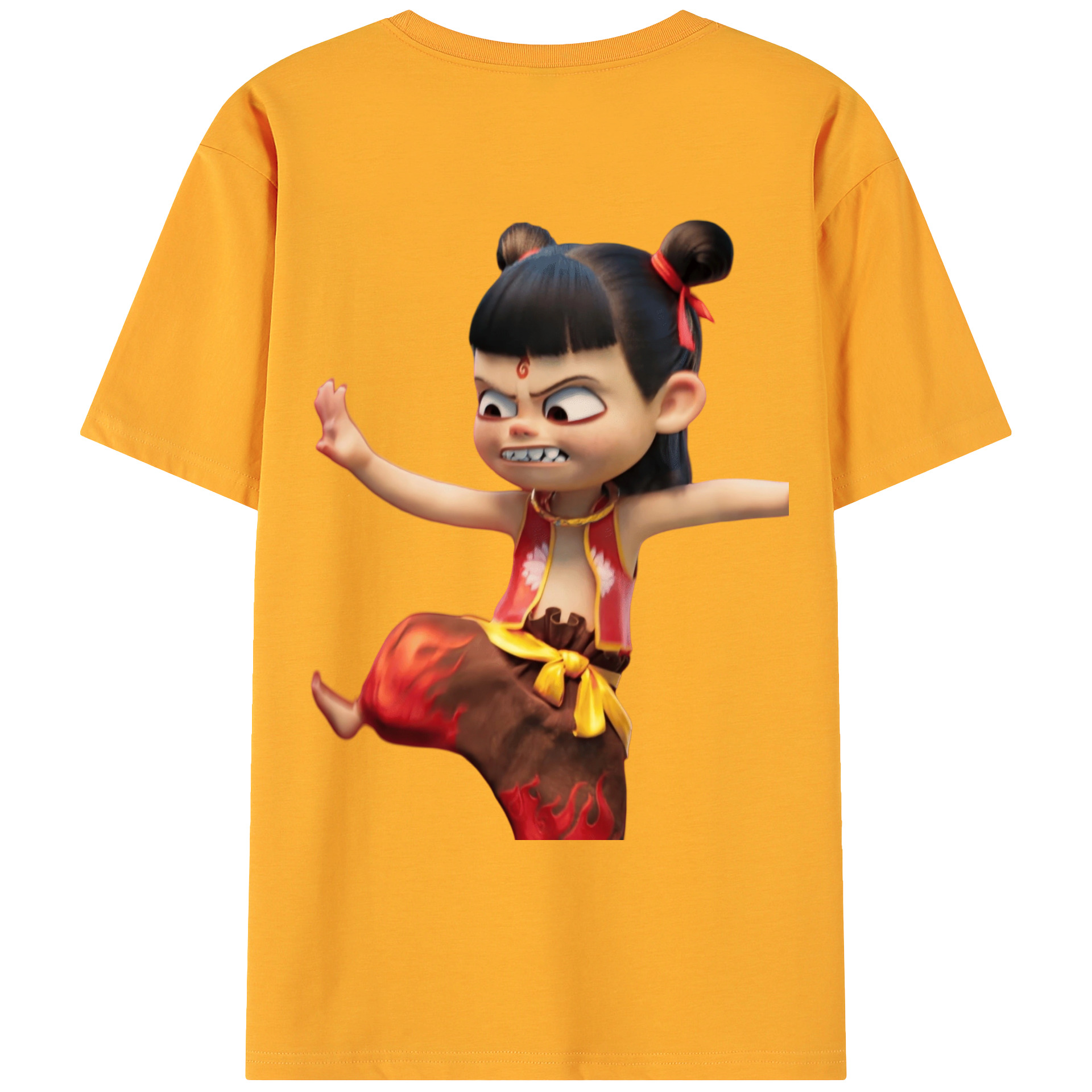 （画像用） Ne Zha 2 ナタ 魔童の大暴れ 綿100％ メンズ半袖Tシャツ（バックプリント） 通気性