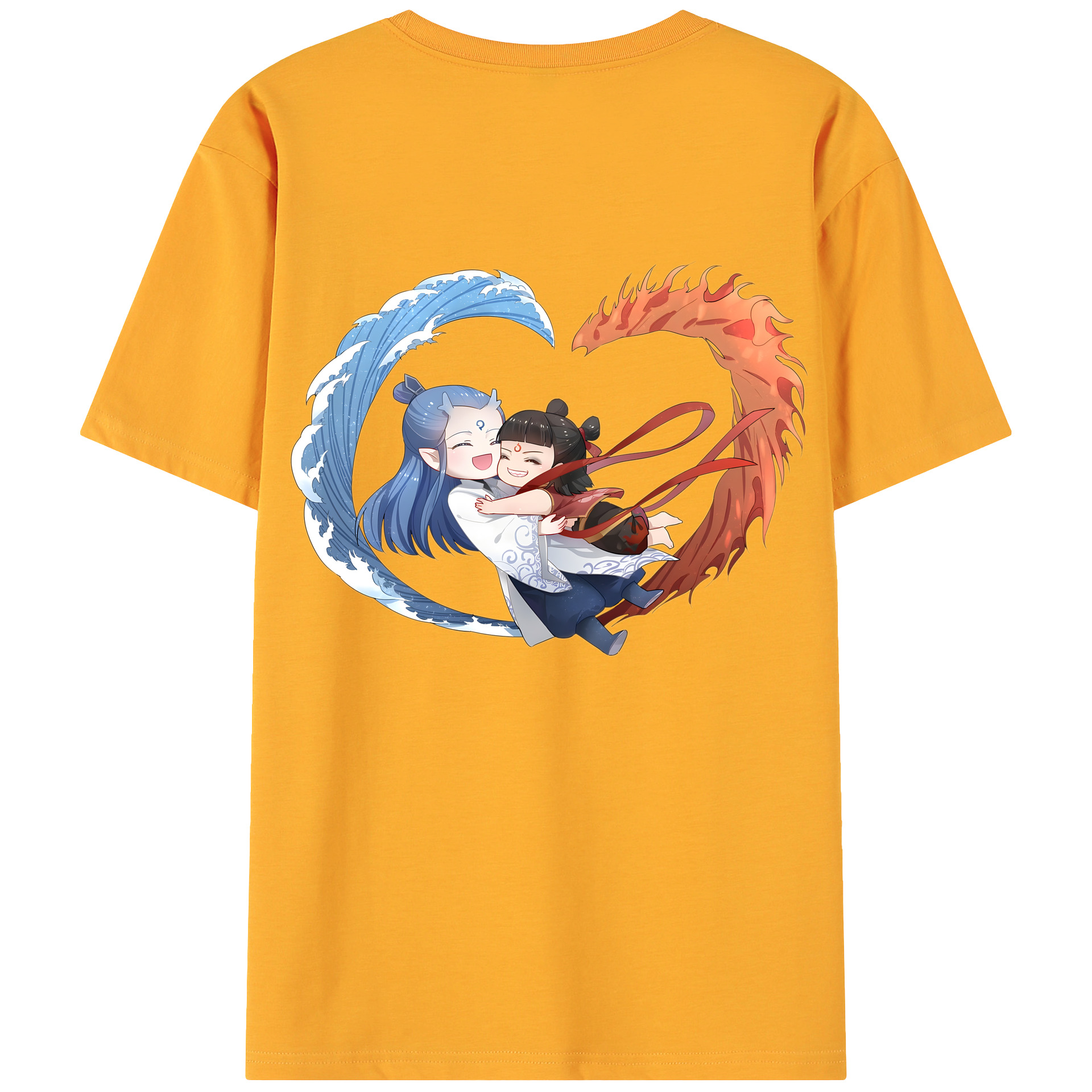 （画像用） Ne Zha 2 ナタ 魔童の大暴れ 綿100％ メンズ半袖Tシャツ（バックプリント） 通気性