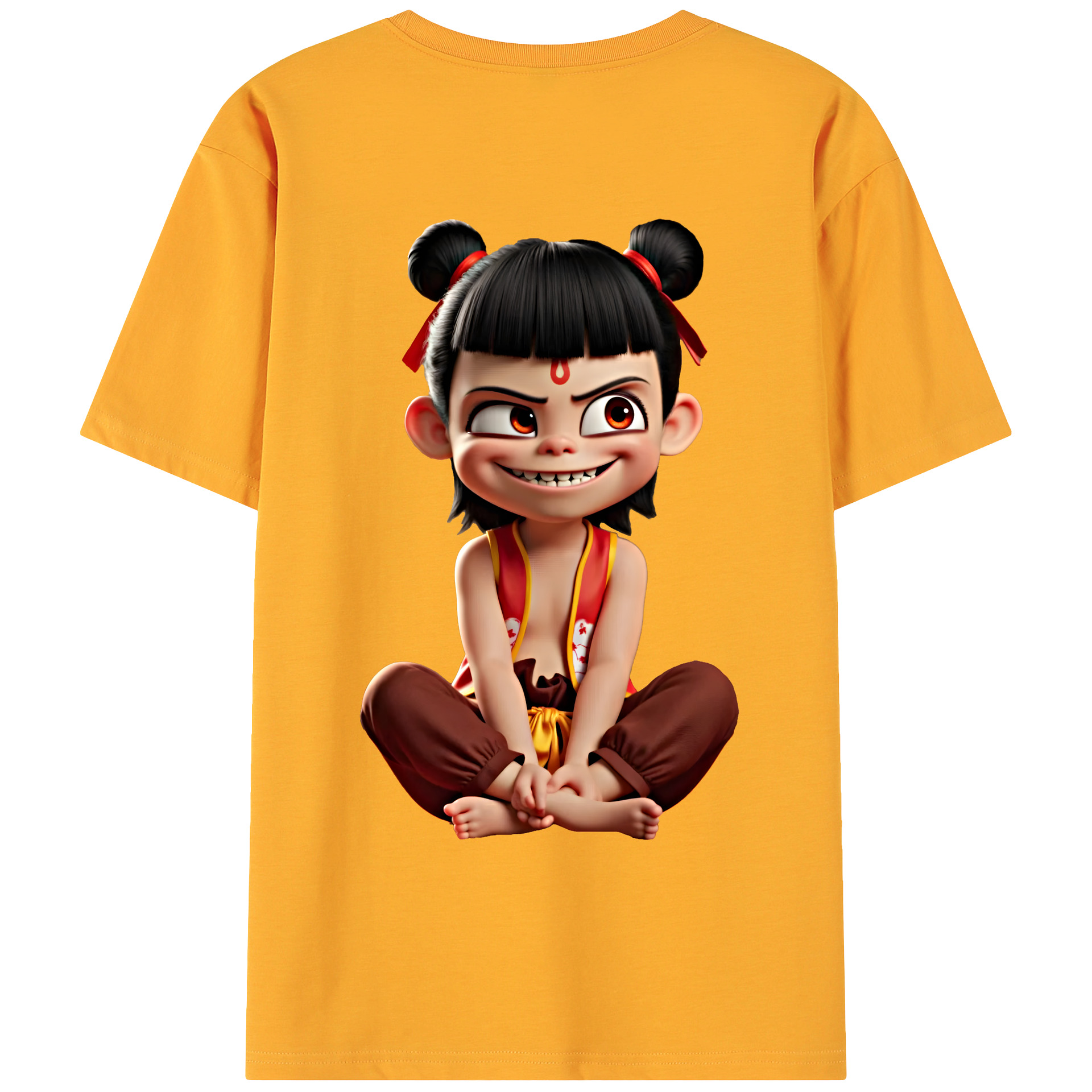 （画像用） Ne Zha 2 ナタ 魔童の大暴れ 綿100％ メンズ半袖Tシャツ（バックプリント） 通気性