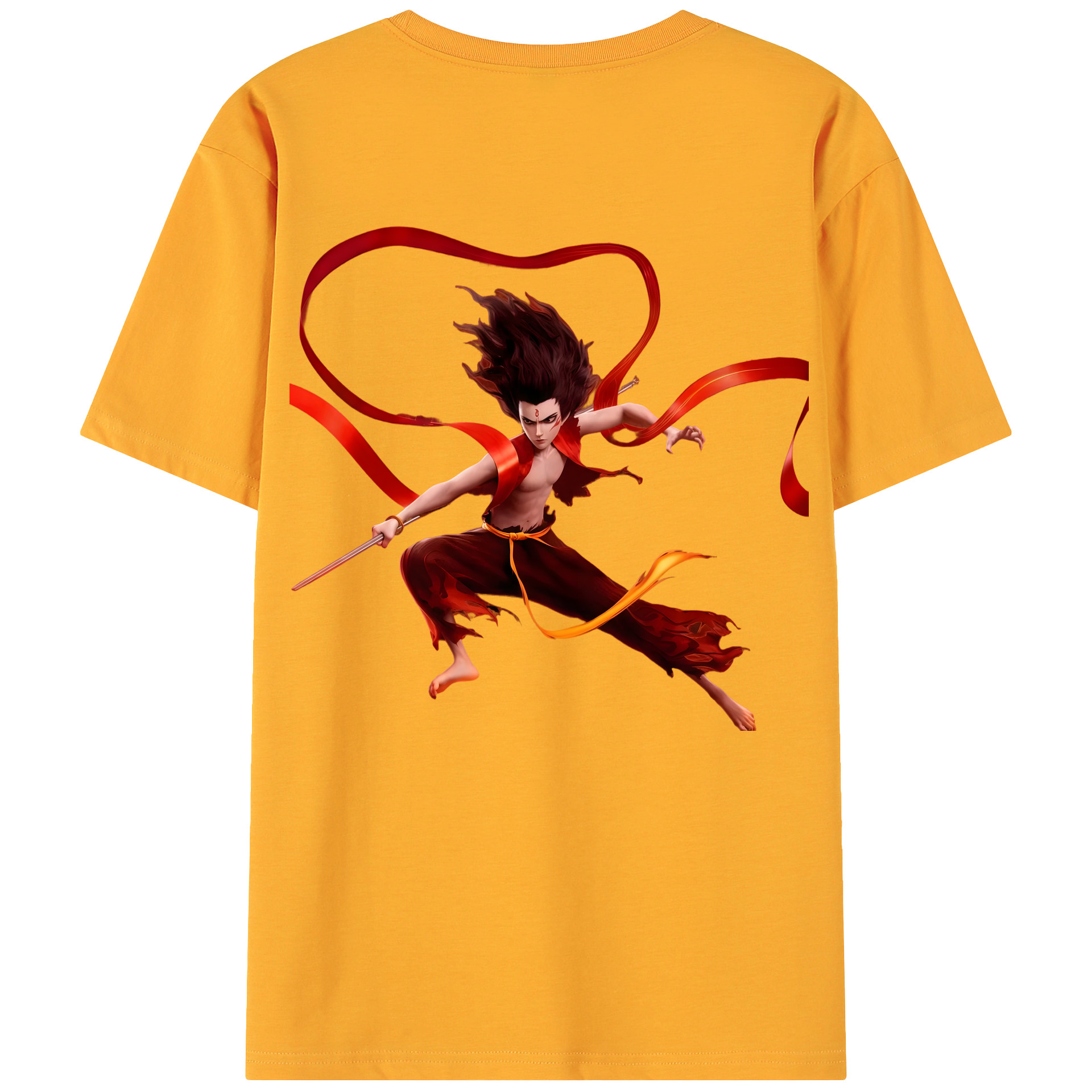 （画像用） Ne Zha 2 ナタ 魔童の大暴れ 綿100％ メンズ半袖Tシャツ（バックプリント） 通気性