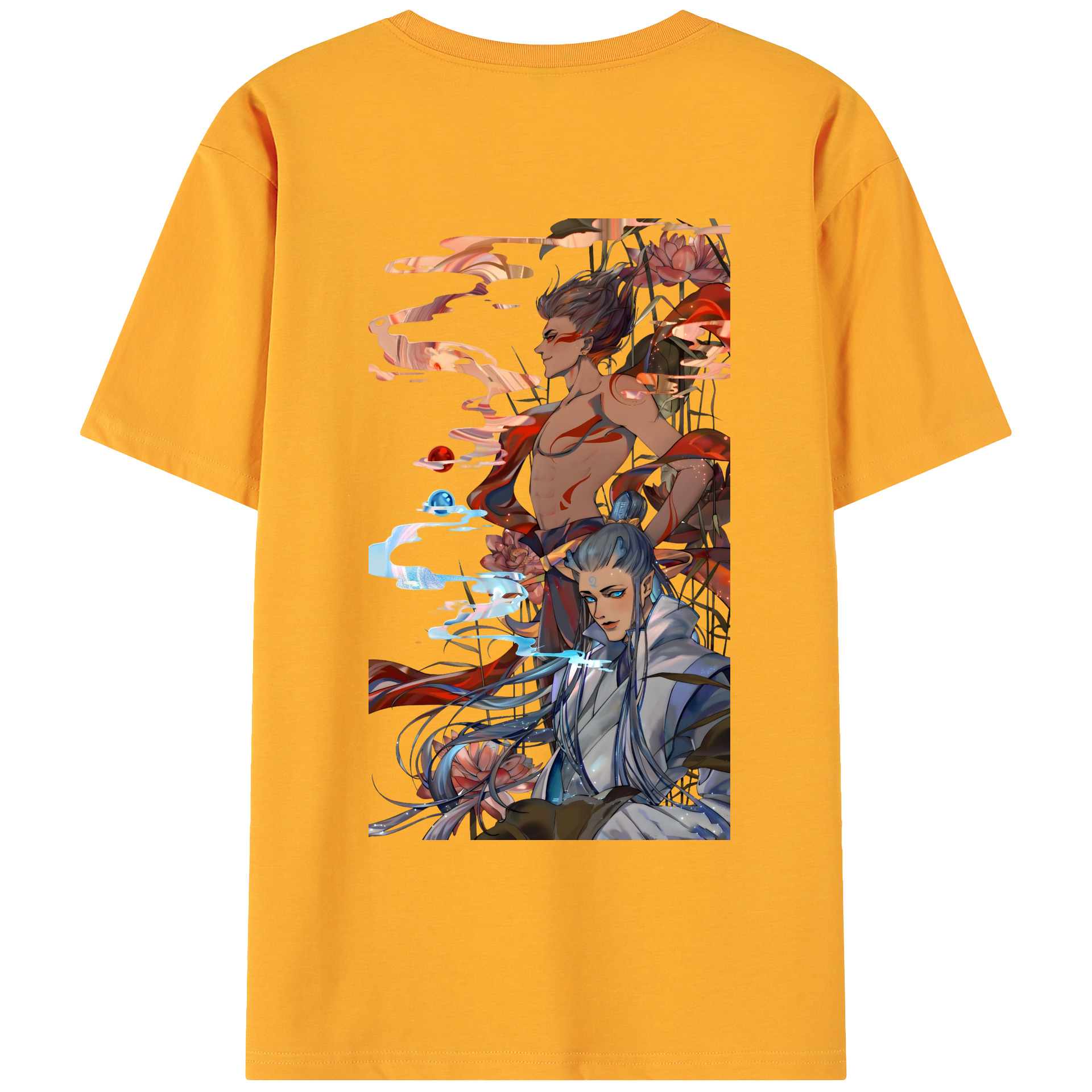（画像用） Ne Zha 2 ナタ 魔童の大暴れ 綿100％ メンズ半袖Tシャツ（バックプリント） 通気性