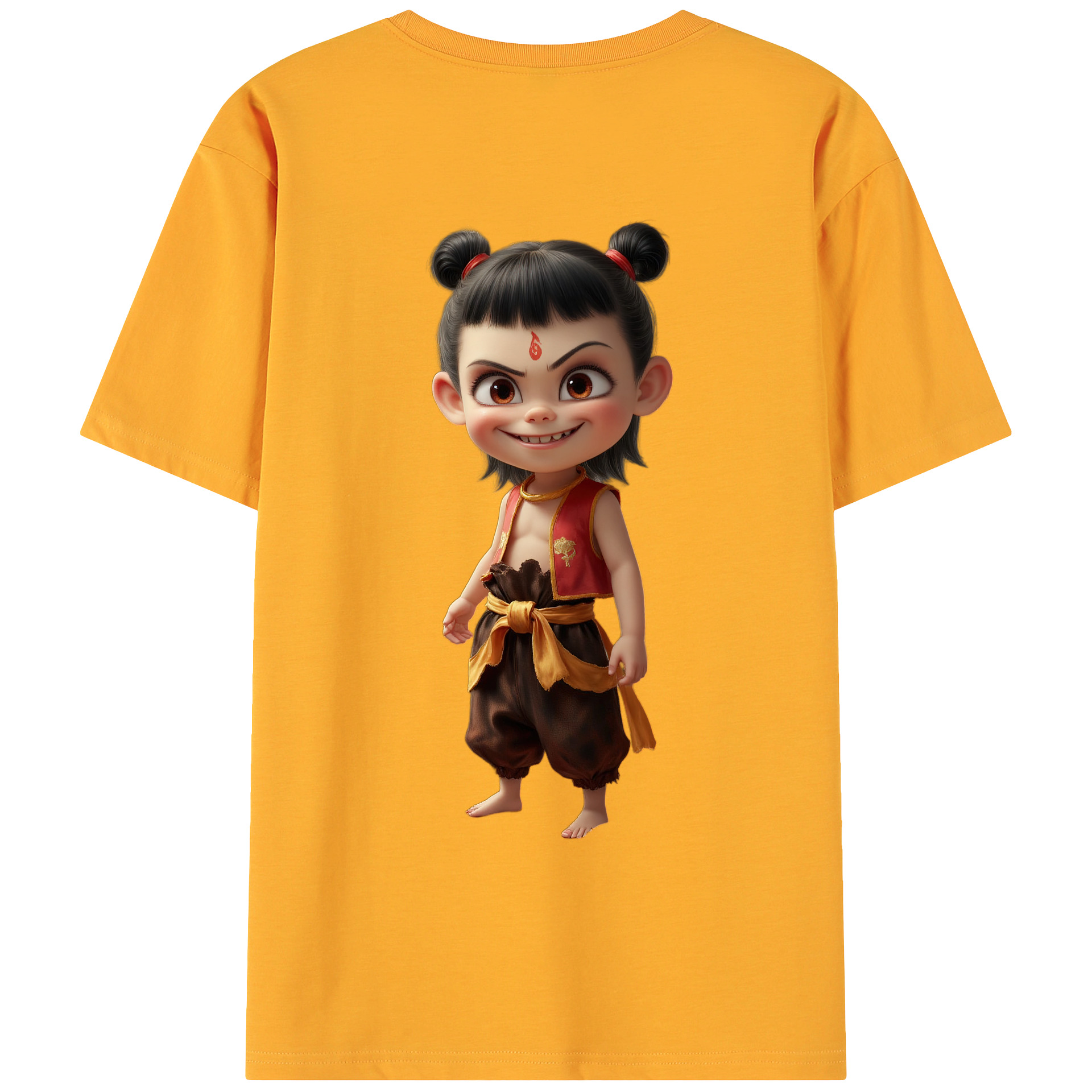 （画像用） Ne Zha 2 ナタ 魔童の大暴れ 綿100％ メンズ半袖Tシャツ（バックプリント） 通気性
