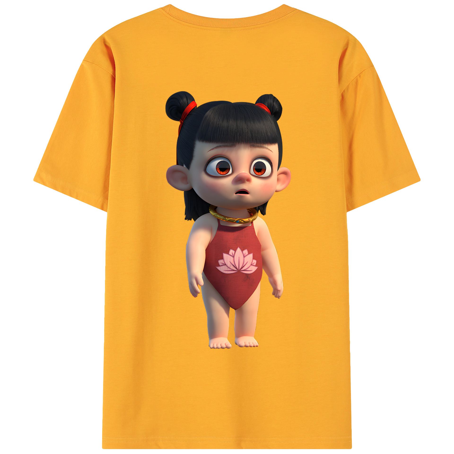 （画像用） Ne Zha 2 ナタ 魔童の大暴れ 綿100％ メンズ半袖Tシャツ（バックプリント） 通気性
