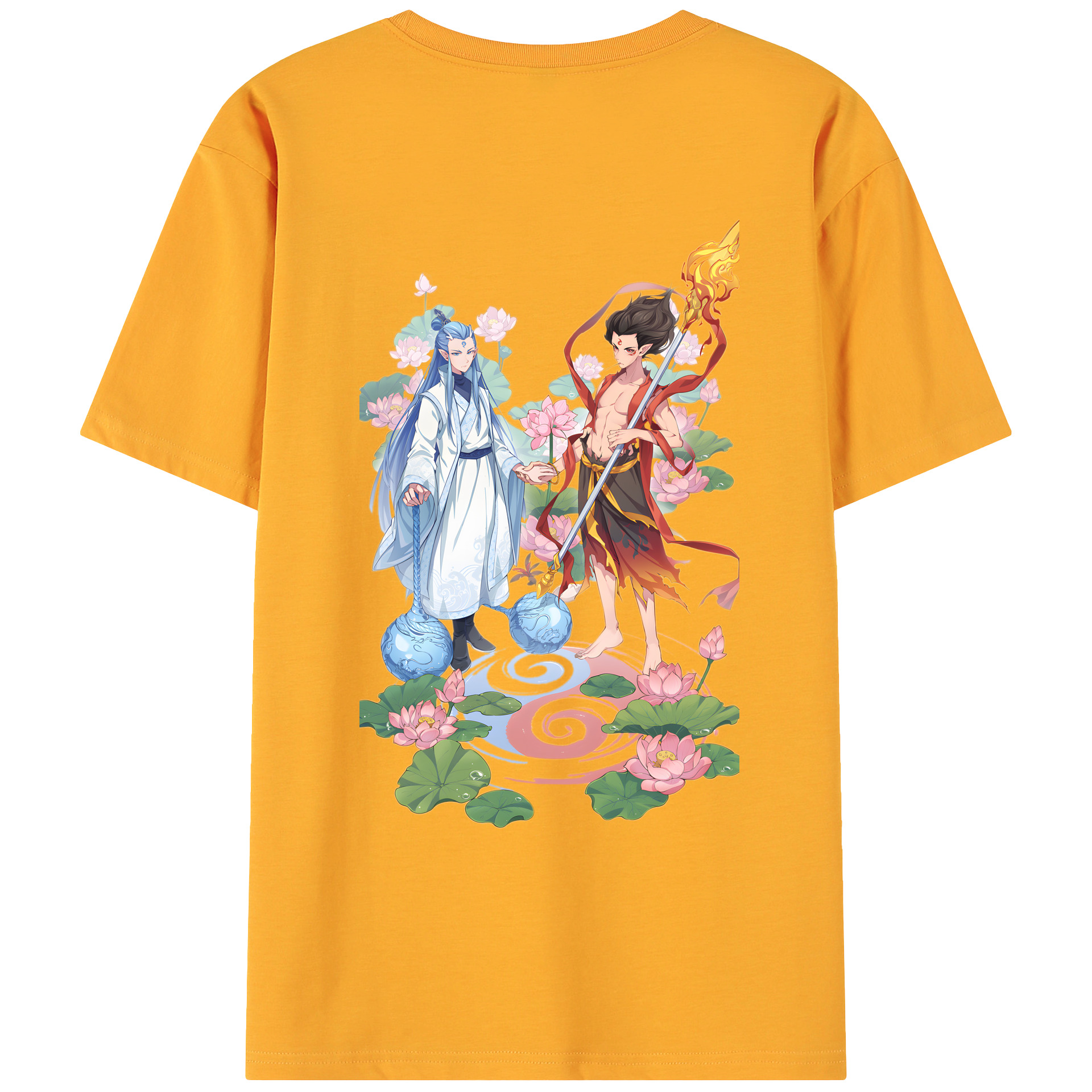 （画像用） Ne Zha 2 ナタ 魔童の大暴れ 綿100％ メンズ半袖Tシャツ（バックプリント） 通気性