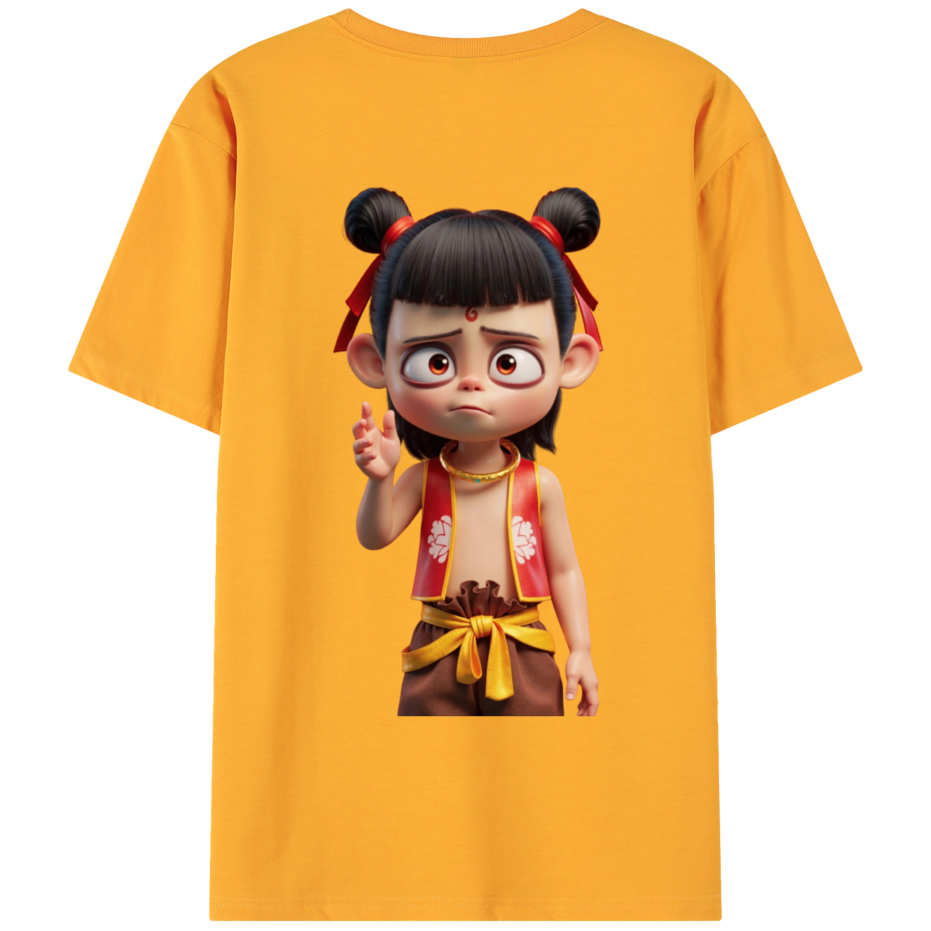 （画像用） Ne Zha 2 ナタ 魔童の大暴れ 綿100％ メンズ半袖Tシャツ（バックプリント） 通気性