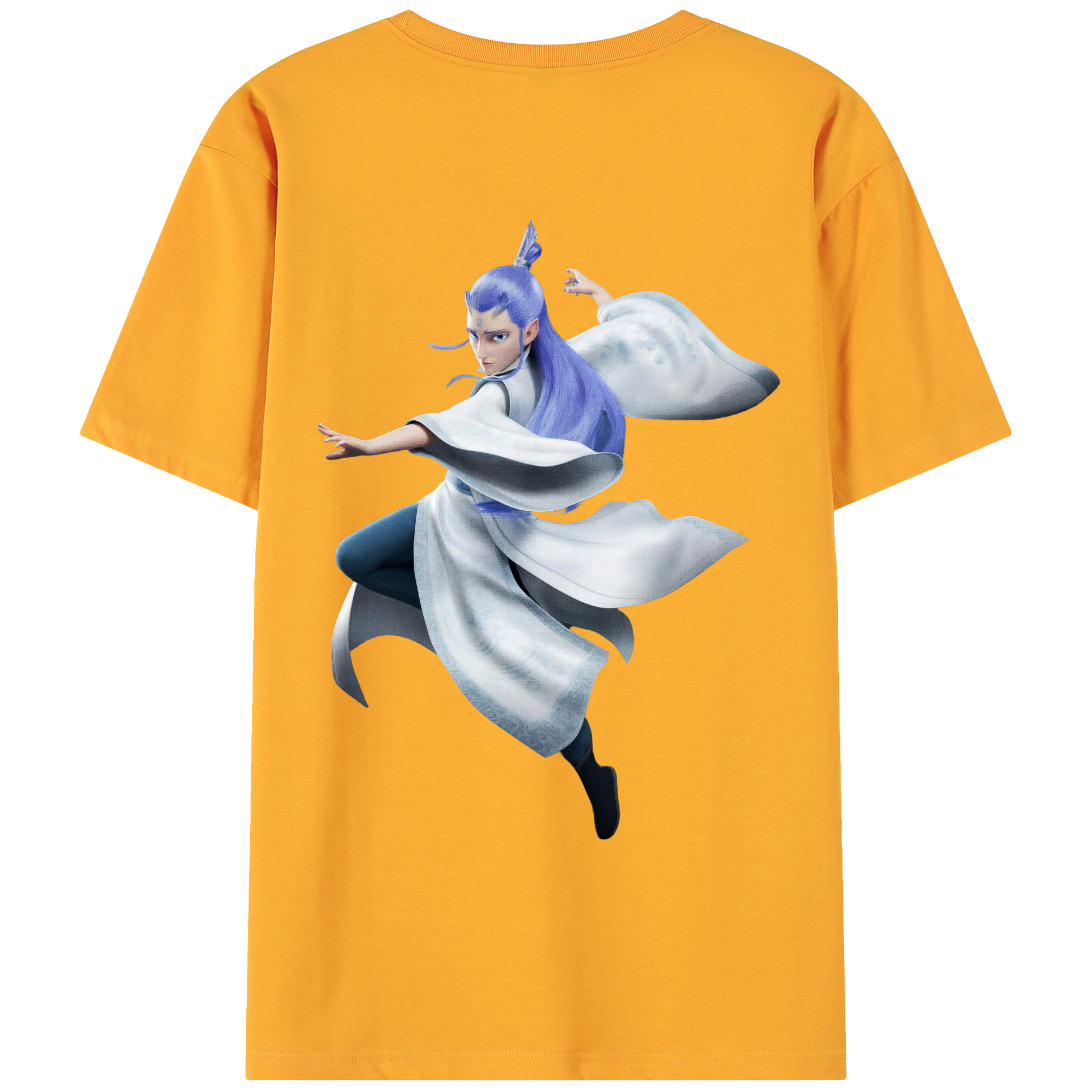 （画像用） Ne Zha 2 ナタ 魔童の大暴れ 綿100％ メンズ半袖Tシャツ（バックプリント） 通気性