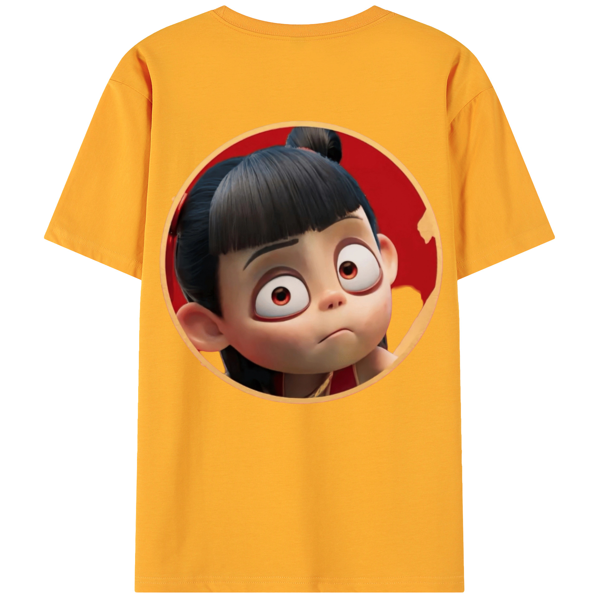 （画像用） Ne Zha 2 ナタ 魔童の大暴れ 綿100％ メンズ半袖Tシャツ（バックプリント） 通気性